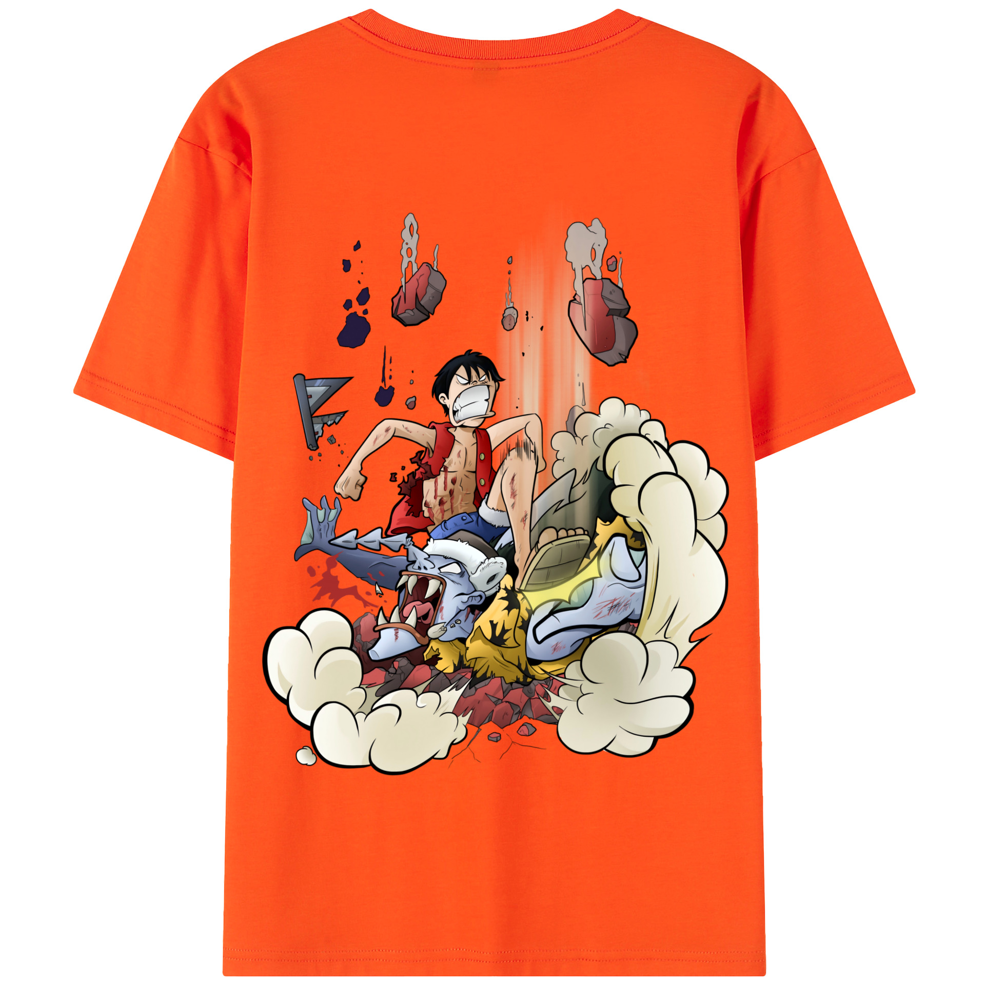 ワンピース モンキー・D・ルフィ ONE PIECE Monkey D. Luffy 綿100％半袖Tシャツ（背面プリント）
