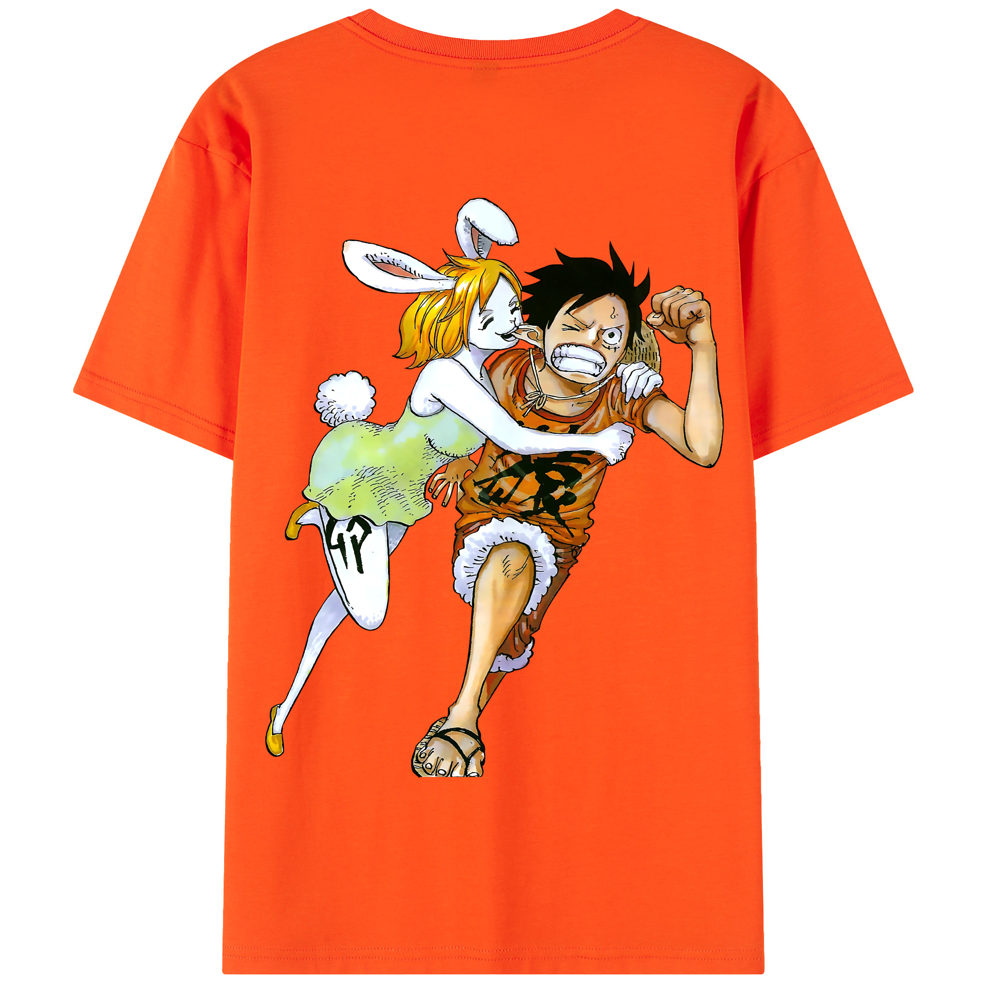 ワンピース モンキー・D・ルフィ ONE PIECE Monkey D. Luffy 綿100％半袖Tシャツ（背面プリント）