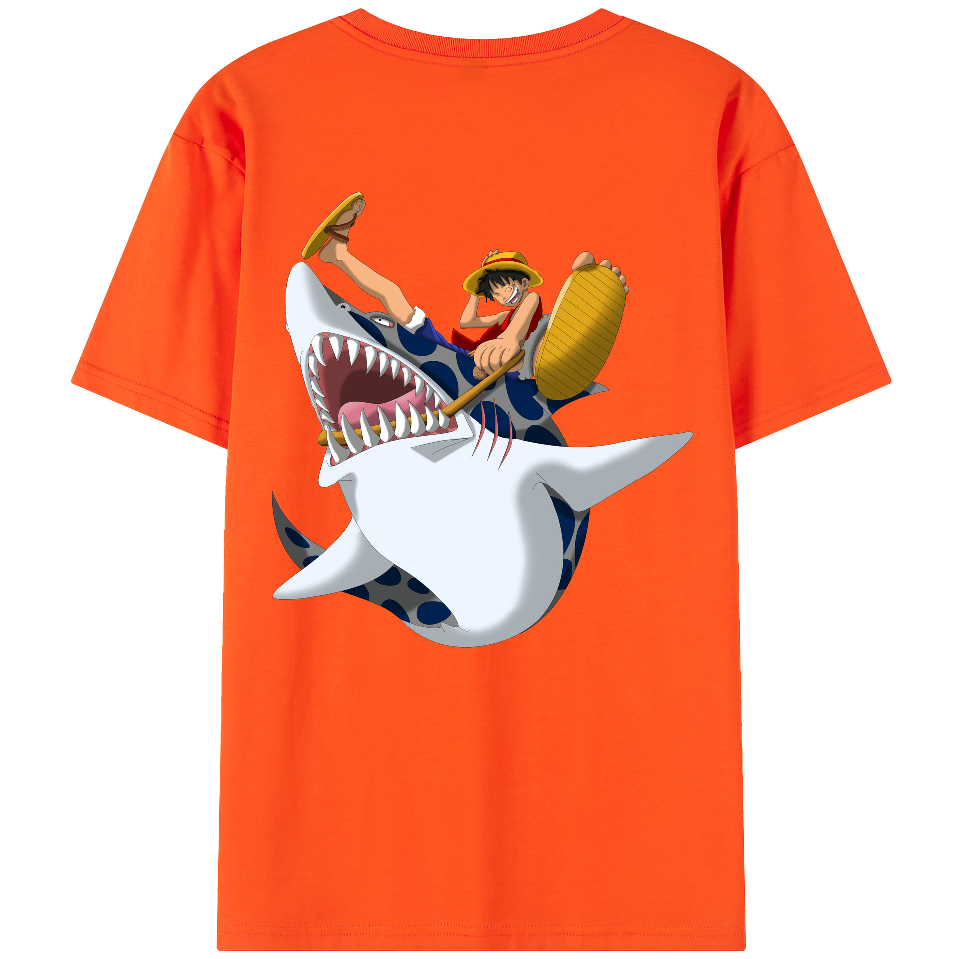 ワンピース モンキー・D・ルフィ ONE PIECE Monkey D. Luffy 綿100％半袖Tシャツ（背面プリント）