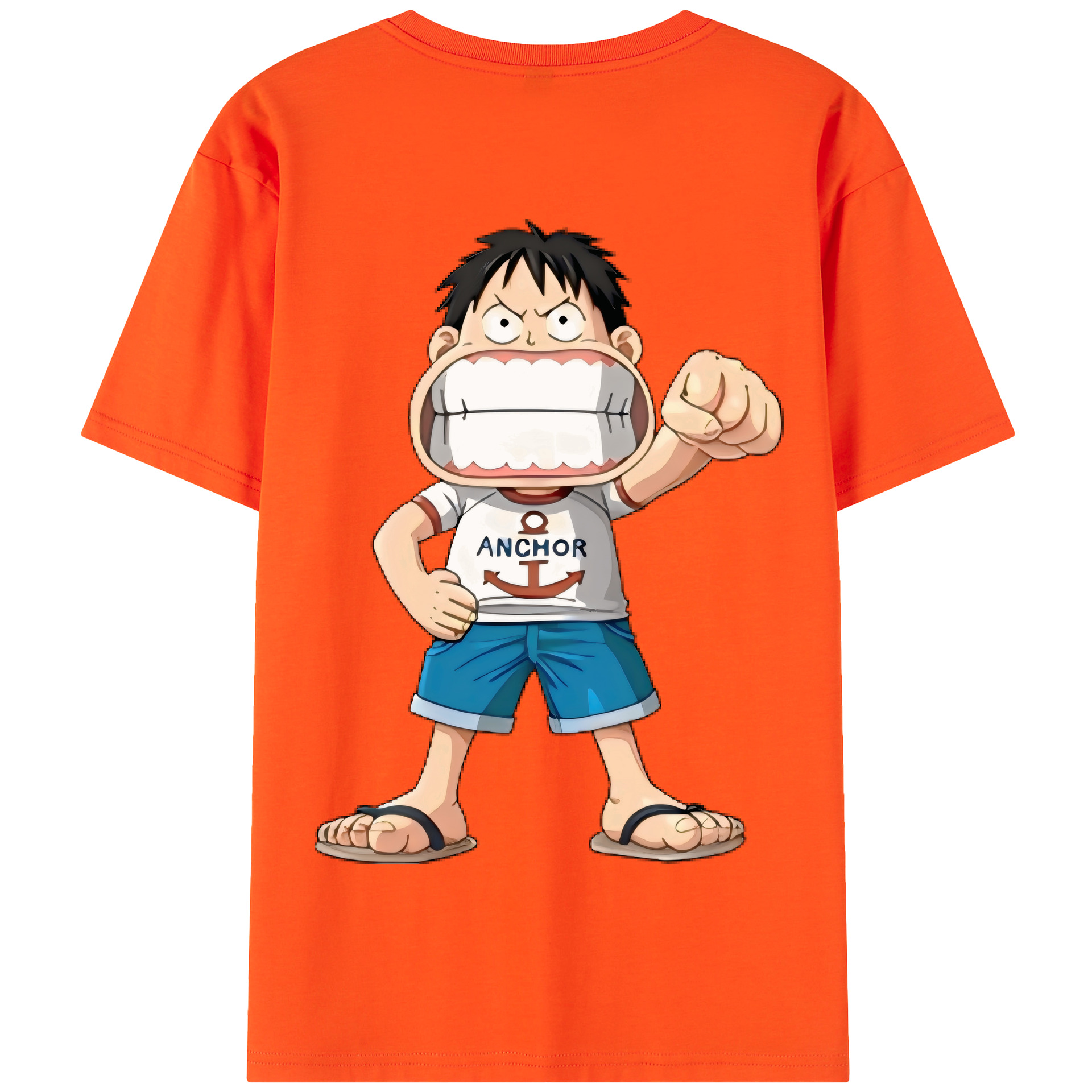 ワンピース モンキー・D・ルフィ ONE PIECE Monkey D. Luffy 綿100％半袖Tシャツ（背面プリント）