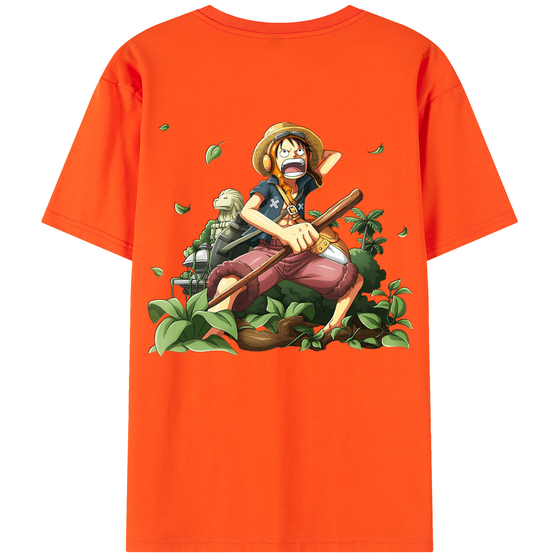 ワンピース モンキー・D・ルフィ ONE PIECE Monkey D. Luffy 綿100％半袖Tシャツ（背面プリント）