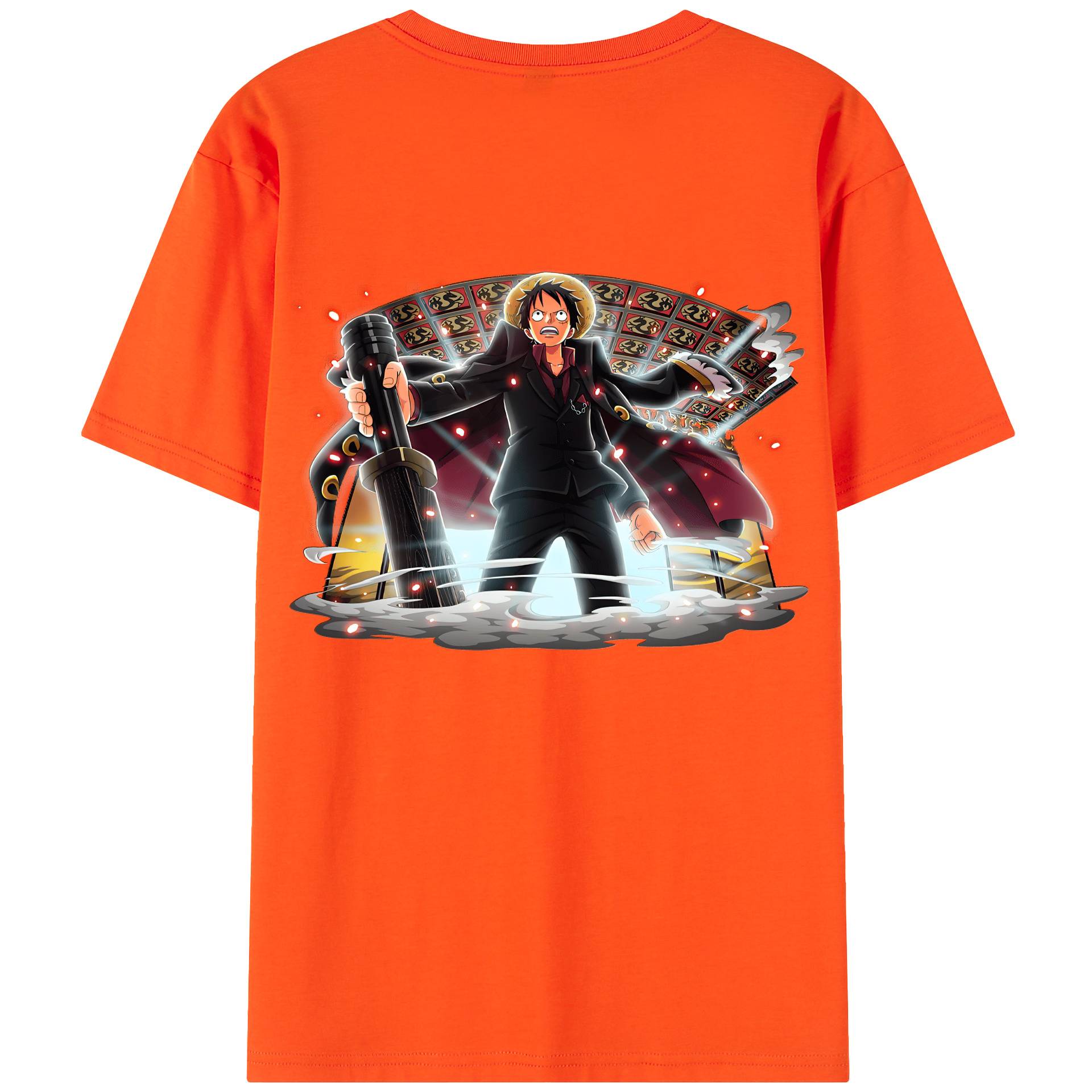 ワンピース モンキー・D・ルフィ ONE PIECE Monkey D. Luffy 綿100％半袖Tシャツ（背面プリント）