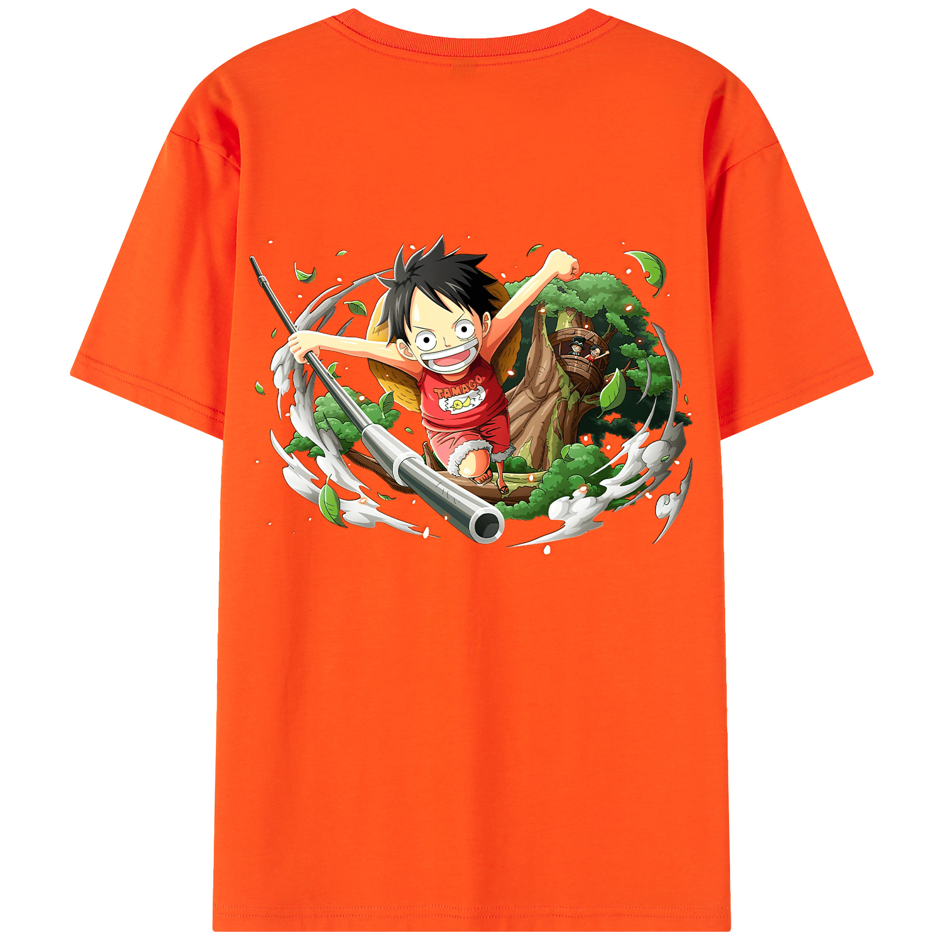 ワンピース モンキー・D・ルフィ ONE PIECE Monkey D. Luffy 綿100％半袖Tシャツ（背面プリント）