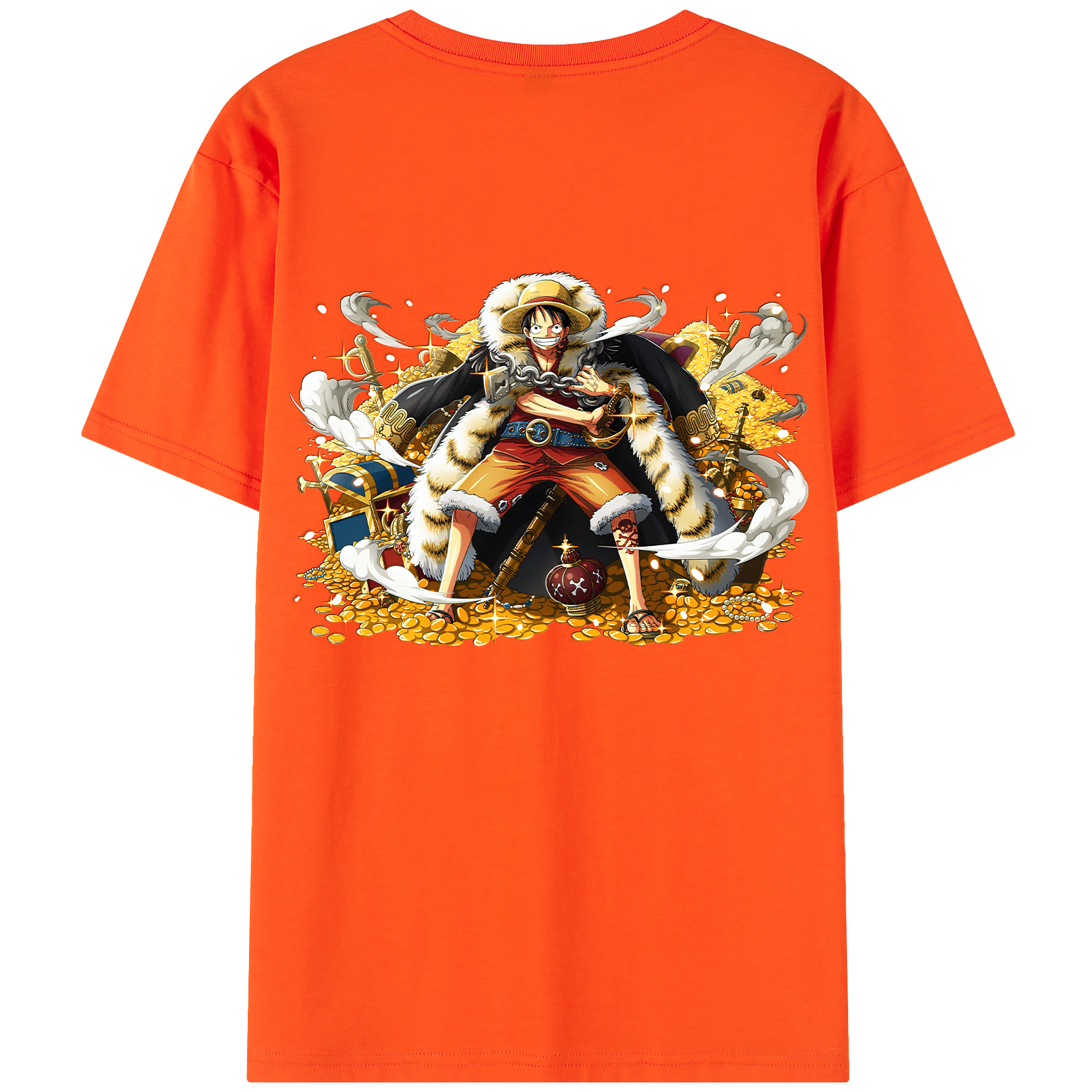 ワンピース モンキー・D・ルフィ ONE PIECE Monkey D. Luffy 綿100％半袖Tシャツ（背面プリント）