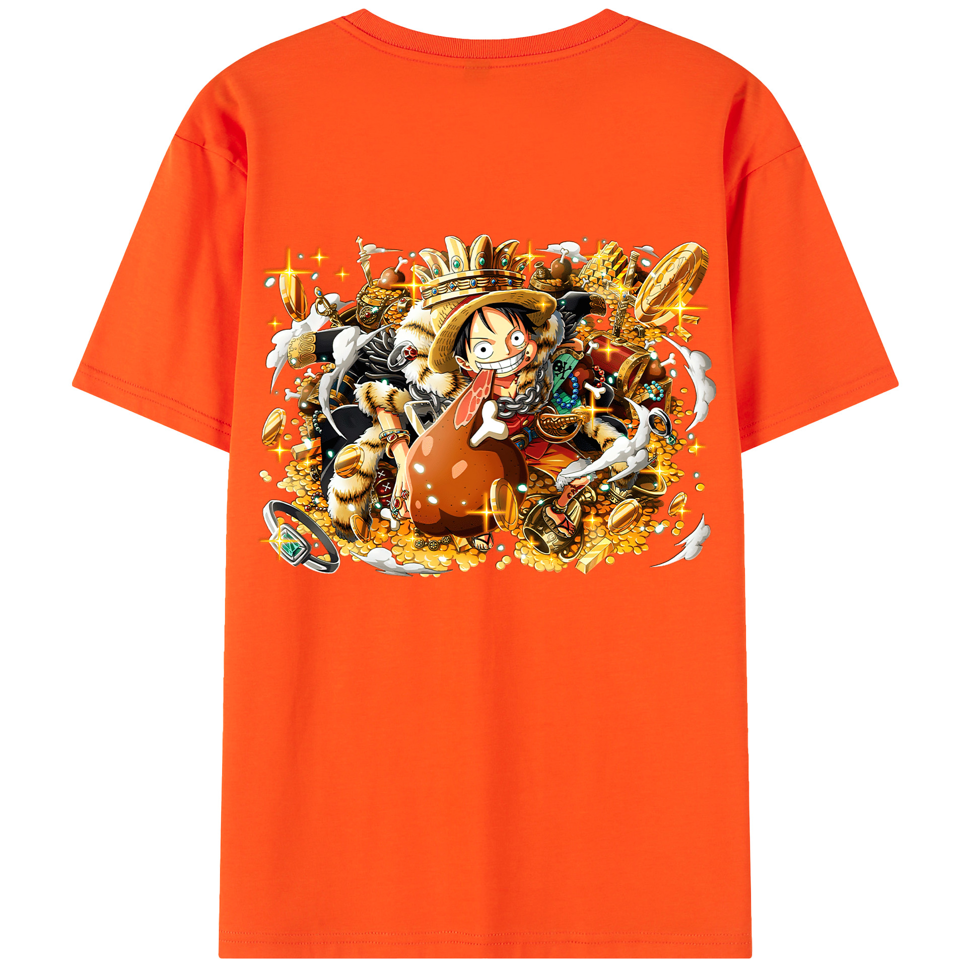ワンピース モンキー・D・ルフィ ONE PIECE Monkey D. Luffy 綿100％半袖Tシャツ（背面プリント）