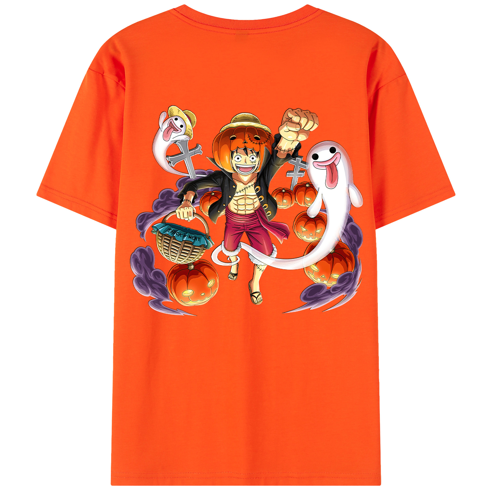 ワンピース モンキー・D・ルフィ ONE PIECE Monkey D. Luffy 綿100％半袖Tシャツ（背面プリント）