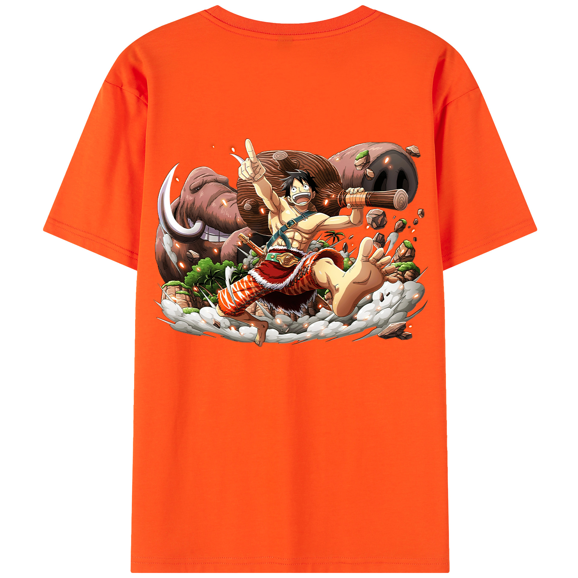 ワンピース モンキー・D・ルフィ ONE PIECE Monkey D. Luffy 綿100％半袖Tシャツ（背面プリント）