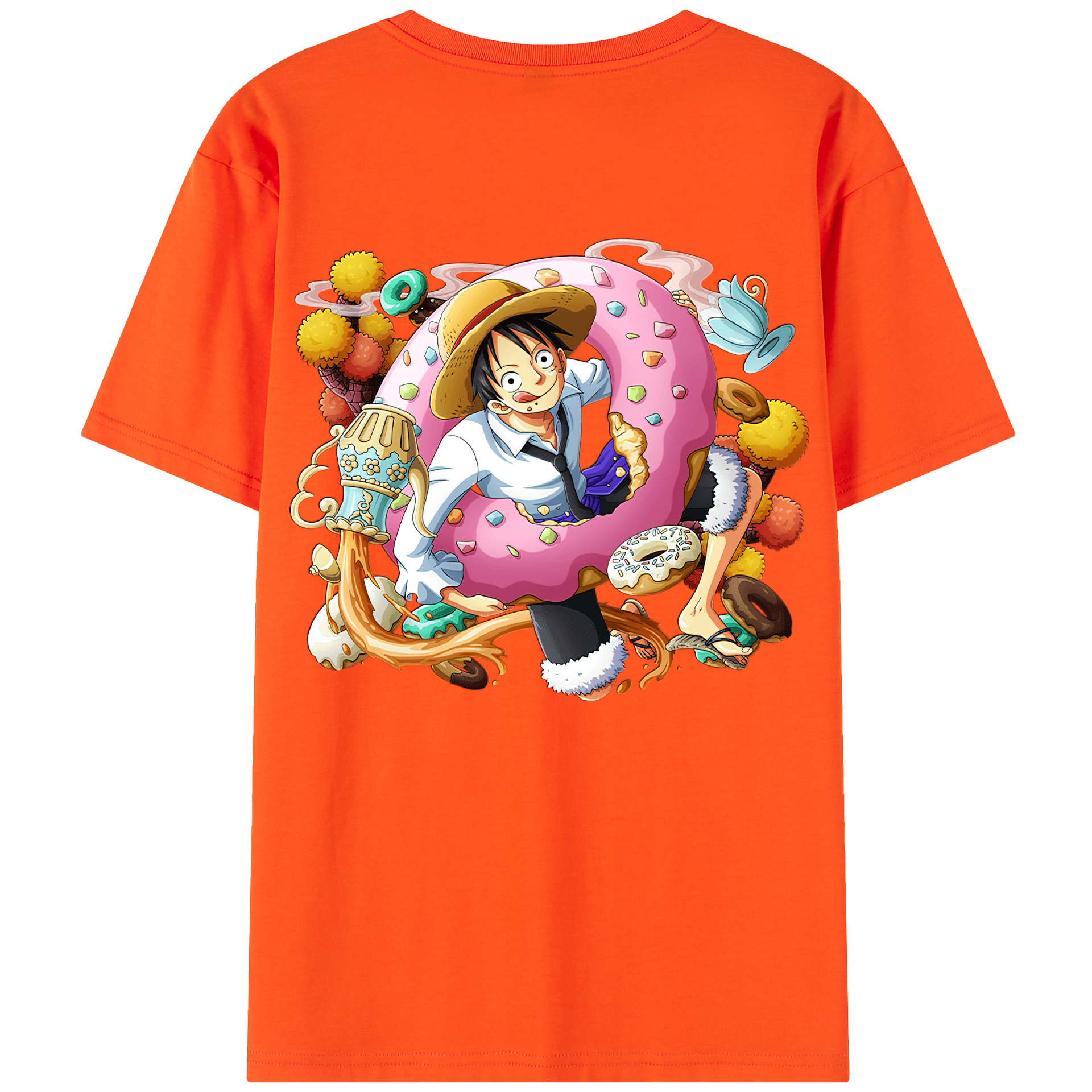 ワンピース モンキー・D・ルフィ ONE PIECE Monkey D. Luffy 綿100％半袖Tシャツ（背面プリント）