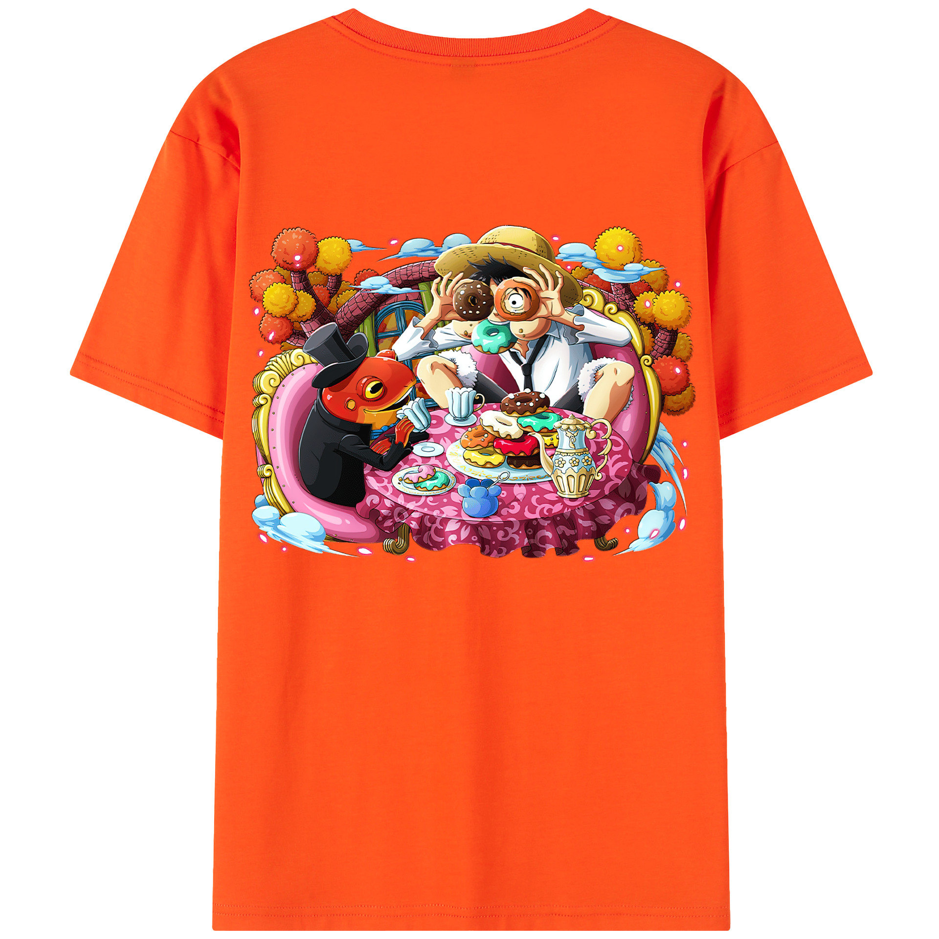 ワンピース モンキー・D・ルフィ ONE PIECE Monkey D. Luffy 綿100％半袖Tシャツ（背面プリント）