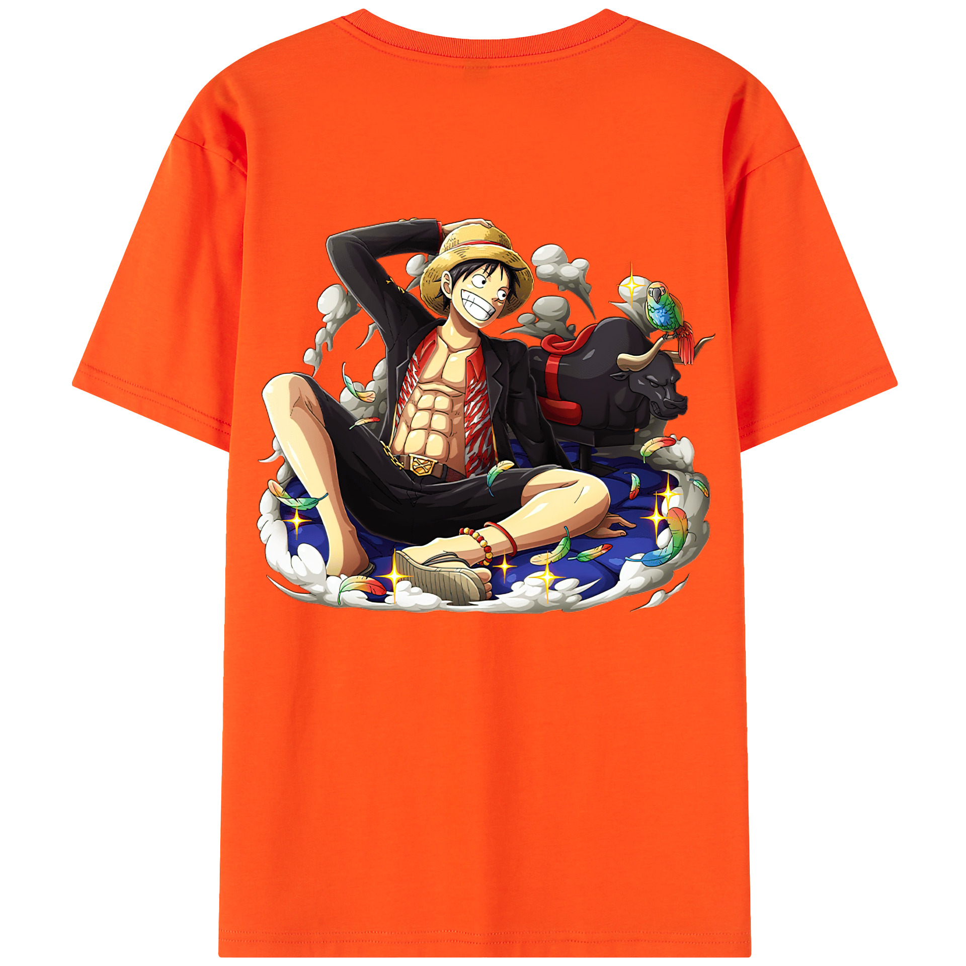 ワンピース モンキー・D・ルフィ ONE PIECE Monkey D. Luffy 綿100％半袖Tシャツ（背面プリント）