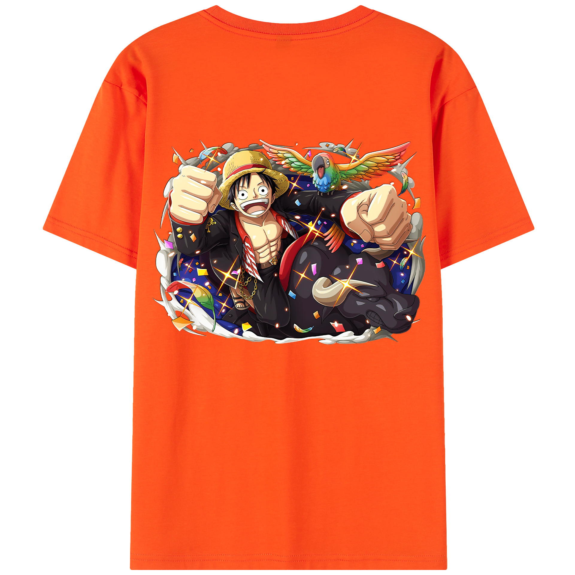 ワンピース モンキー・D・ルフィ ONE PIECE Monkey D. Luffy 綿100％半袖Tシャツ（背面プリント）