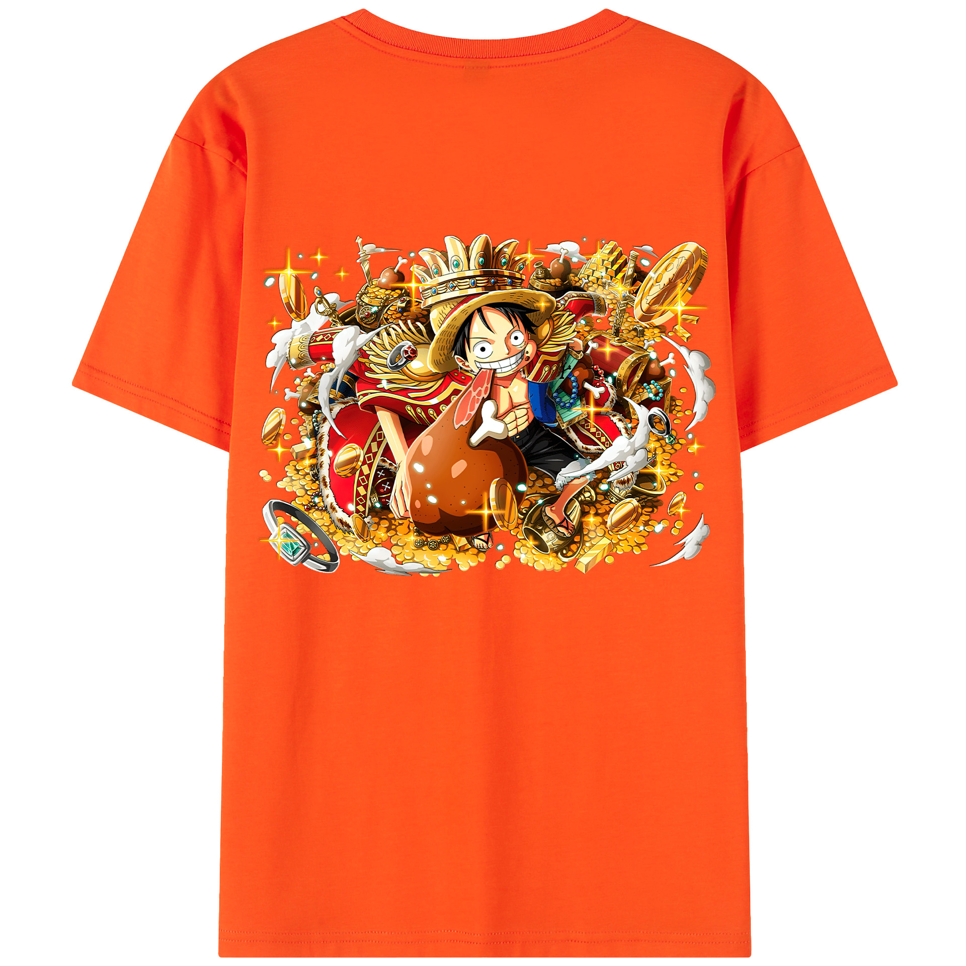 ワンピース モンキー・D・ルフィ ONE PIECE Monkey D. Luffy 綿100％半袖Tシャツ（背面プリント）