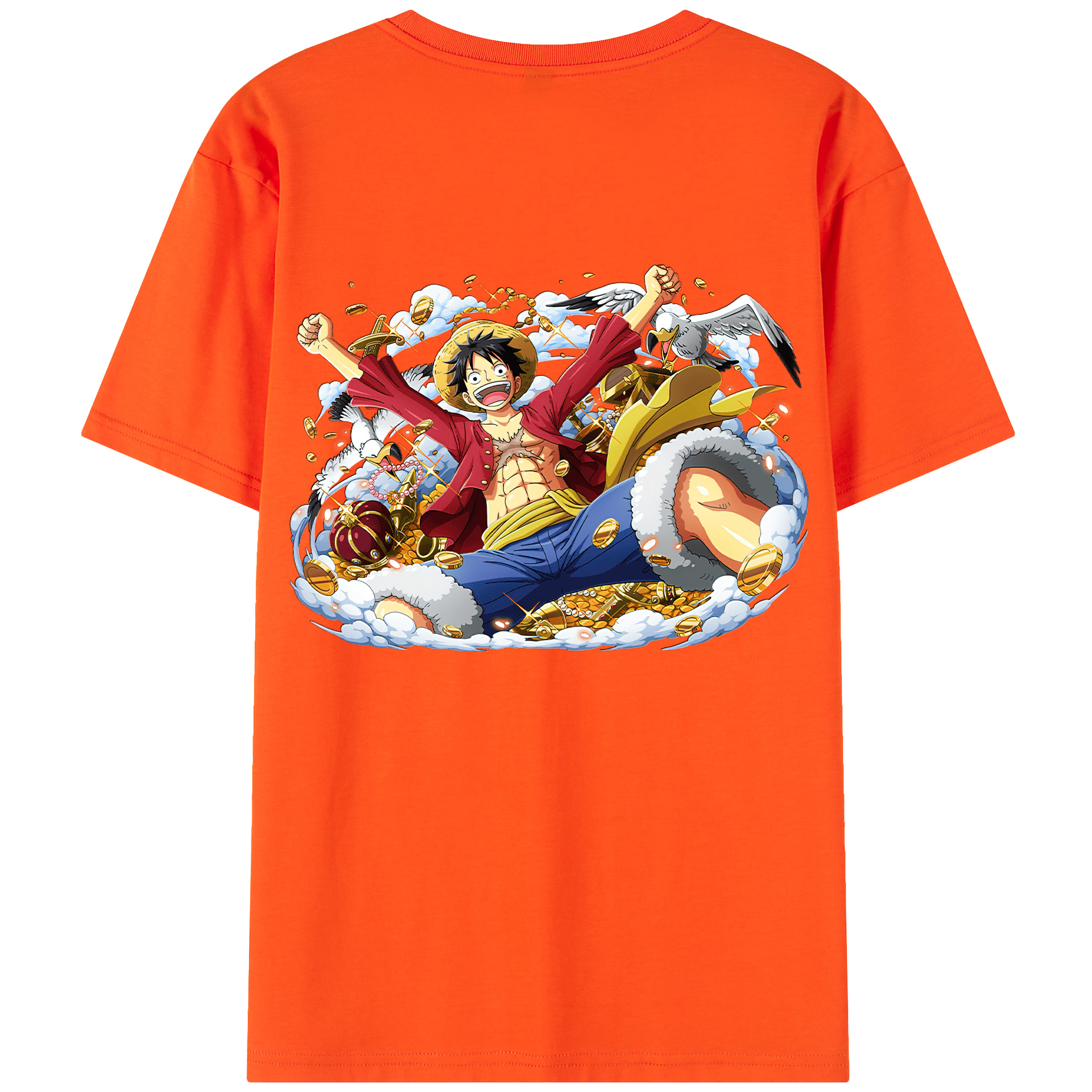 ワンピース モンキー・D・ルフィ ONE PIECE Monkey D. Luffy 綿100％半袖Tシャツ（背面プリント）