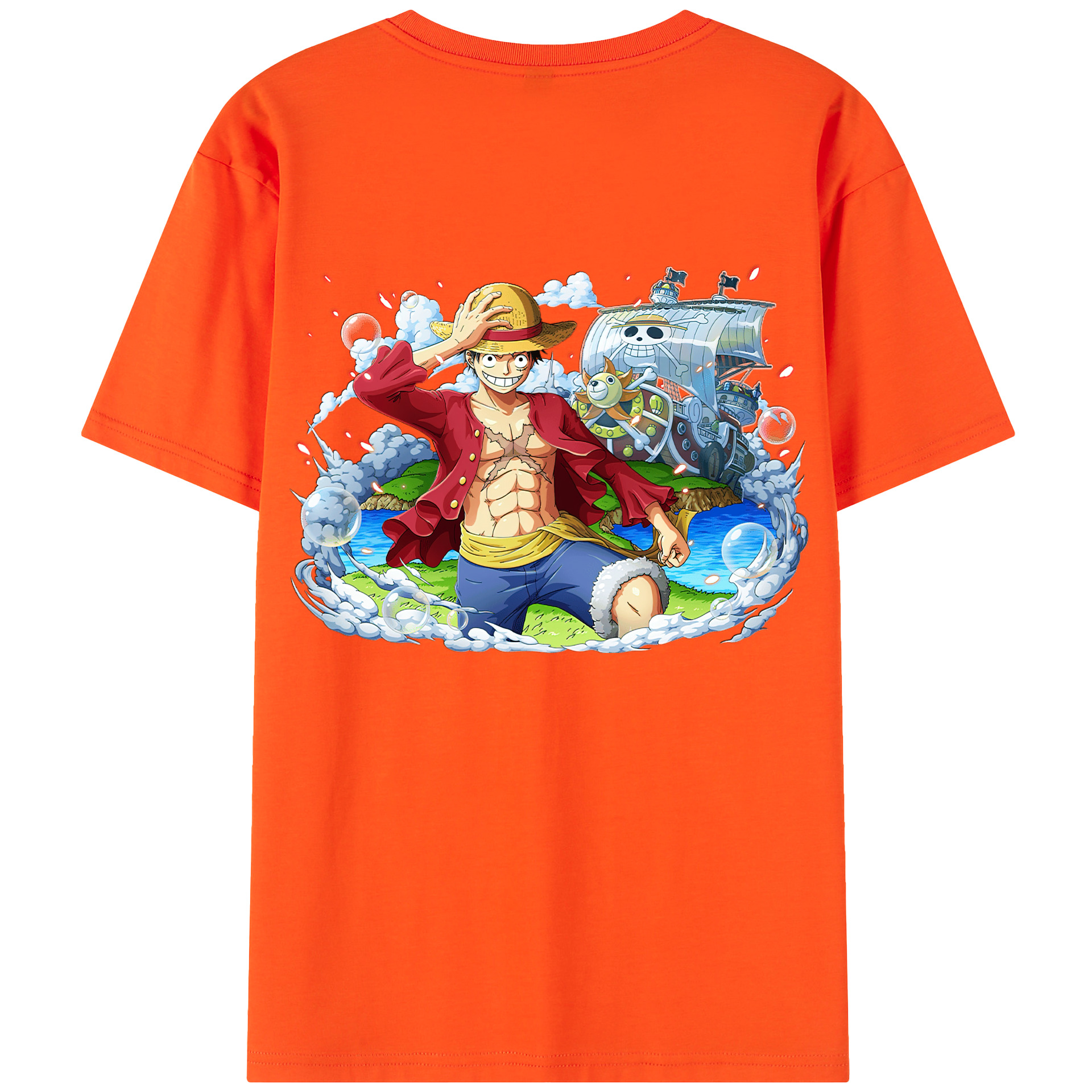 ワンピース モンキー・D・ルフィ ONE PIECE Monkey D. Luffy 綿100％半袖Tシャツ（背面プリント）