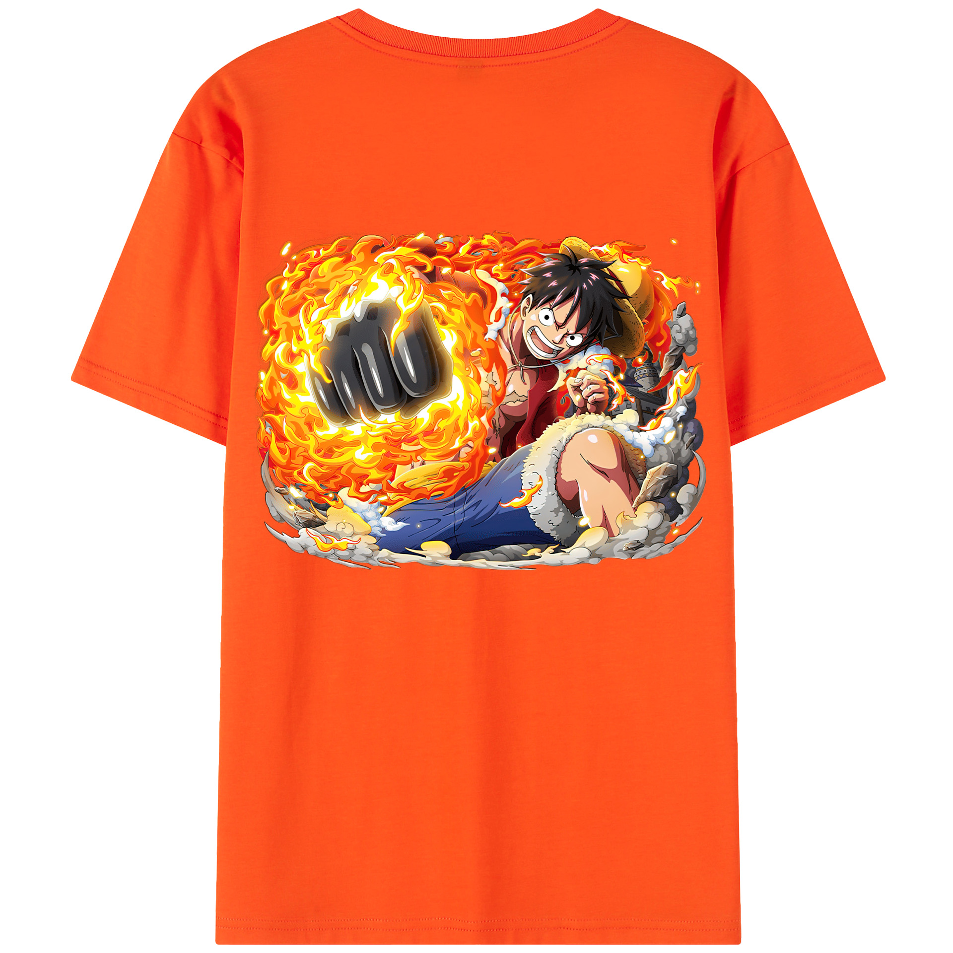 ワンピース モンキー・D・ルフィ ONE PIECE Monkey D. Luffy 綿100％半袖Tシャツ（背面プリント）