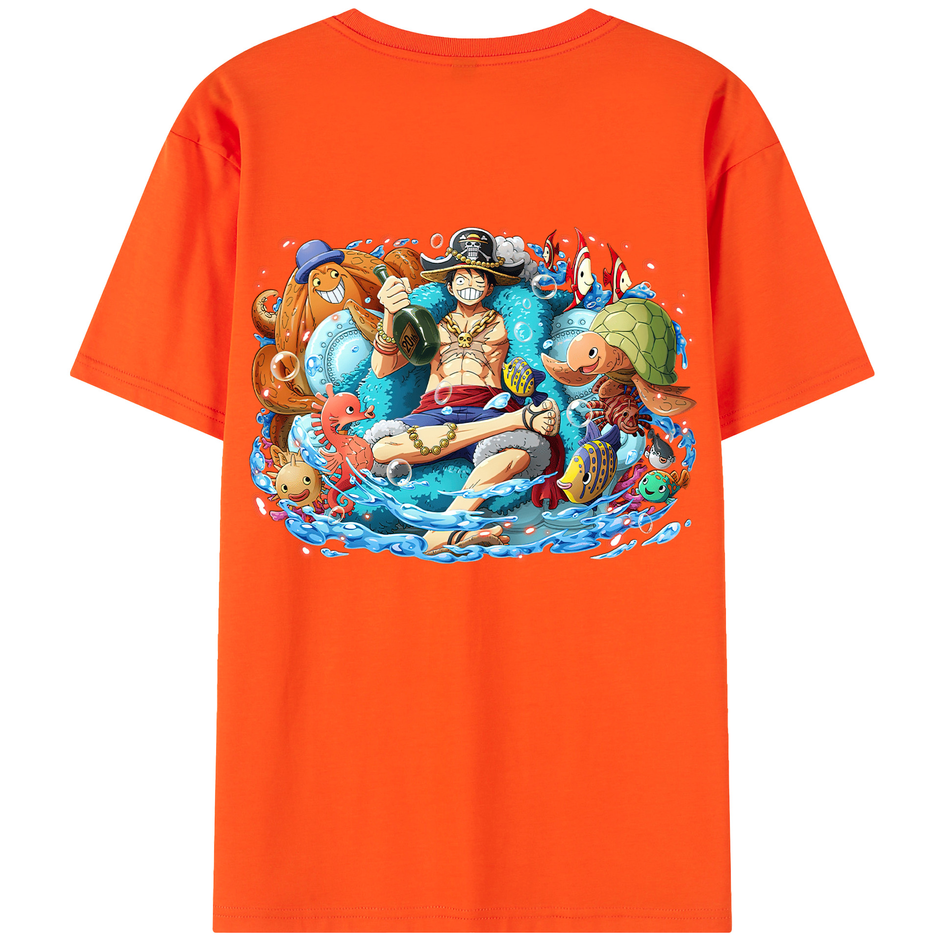 ワンピース モンキー・D・ルフィ ONE PIECE Monkey D. Luffy 綿100％半袖Tシャツ（背面プリント）