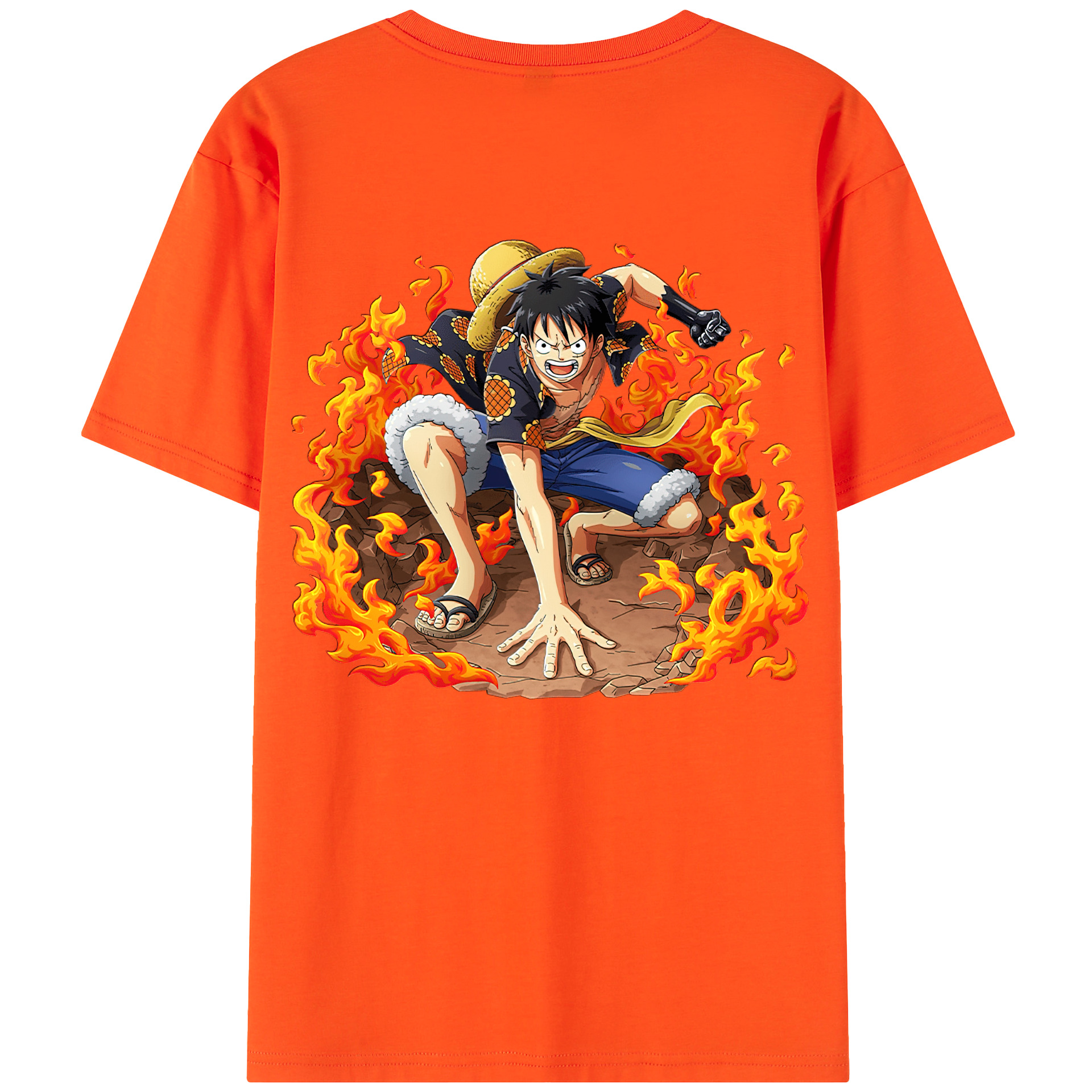 ワンピース モンキー・D・ルフィ ONE PIECE Monkey D. Luffy 綿100％半袖Tシャツ（背面プリント）