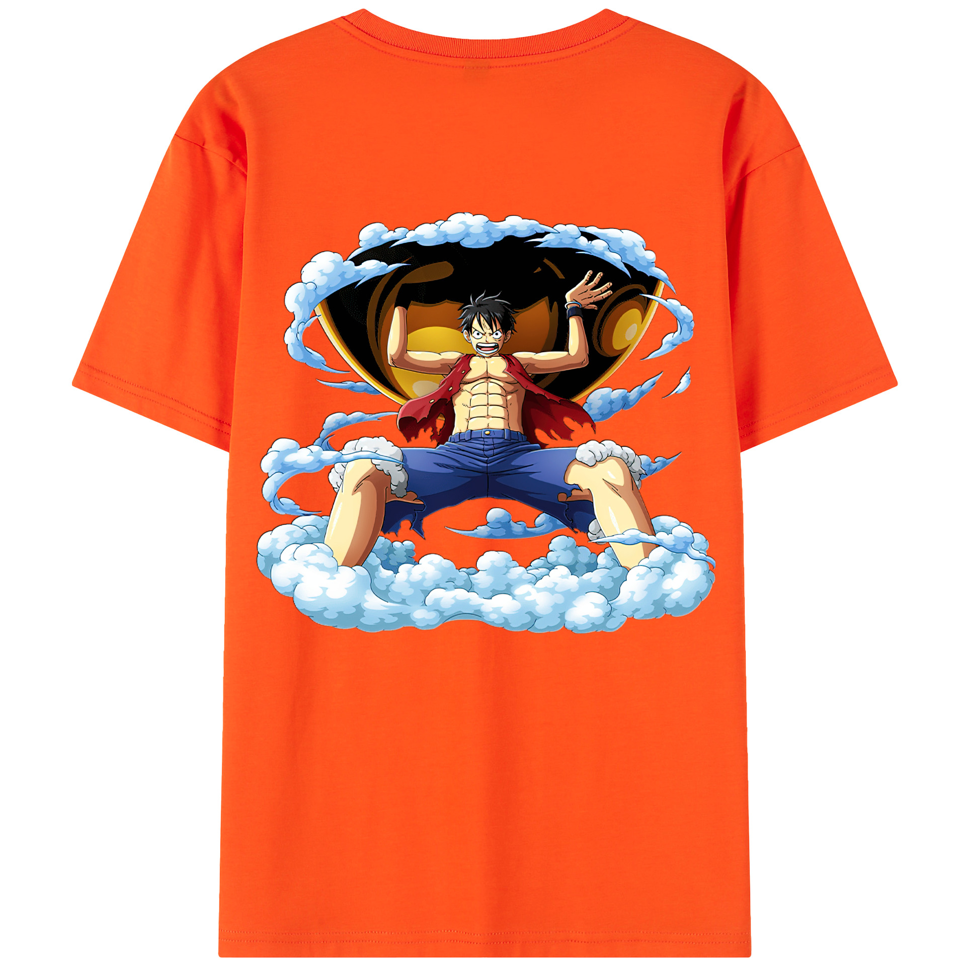 ワンピース モンキー・D・ルフィ ONE PIECE Monkey D. Luffy 綿100％半袖Tシャツ（背面プリント）