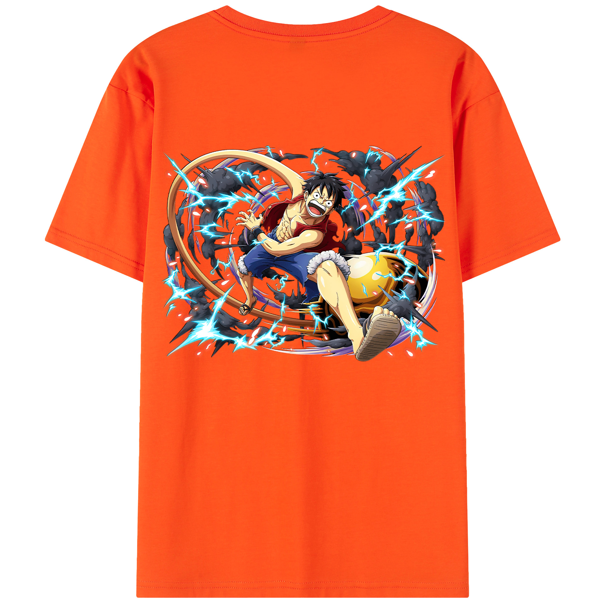 ワンピース モンキー・D・ルフィ ONE PIECE Monkey D. Luffy 綿100％半袖Tシャツ（背面プリント）