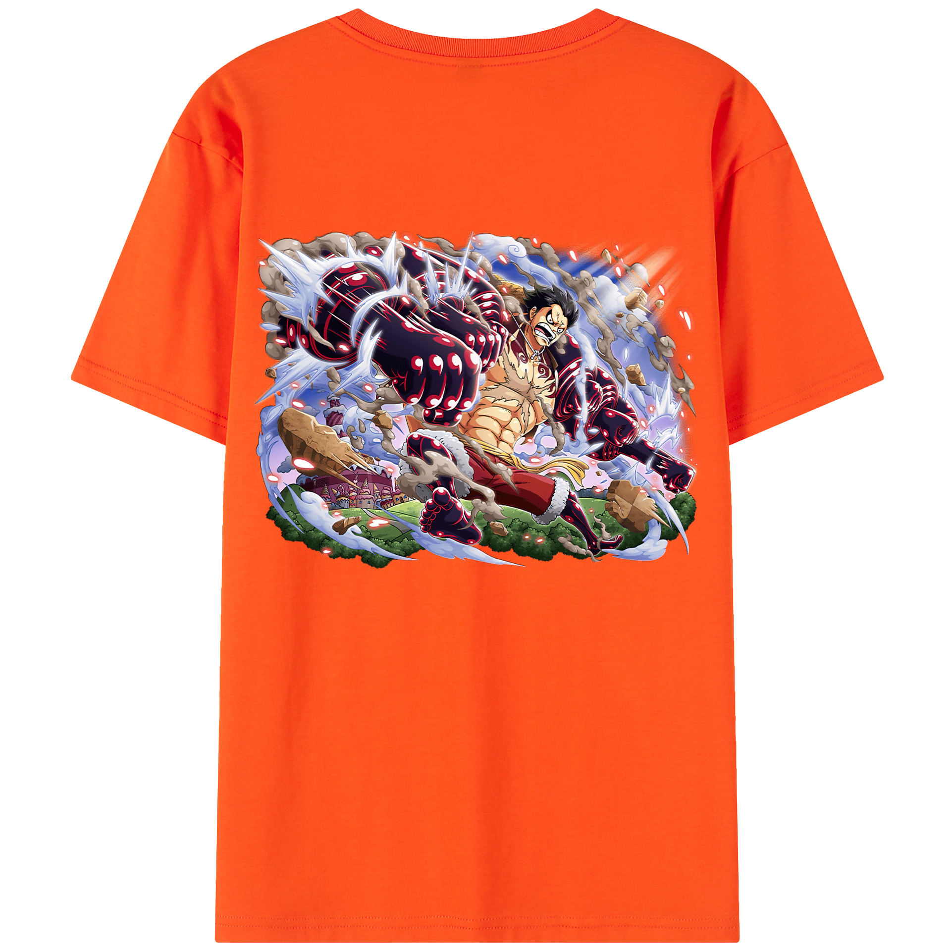ワンピース モンキー・D・ルフィ ONE PIECE Monkey D. Luffy 綿100％半袖Tシャツ（背面プリント）