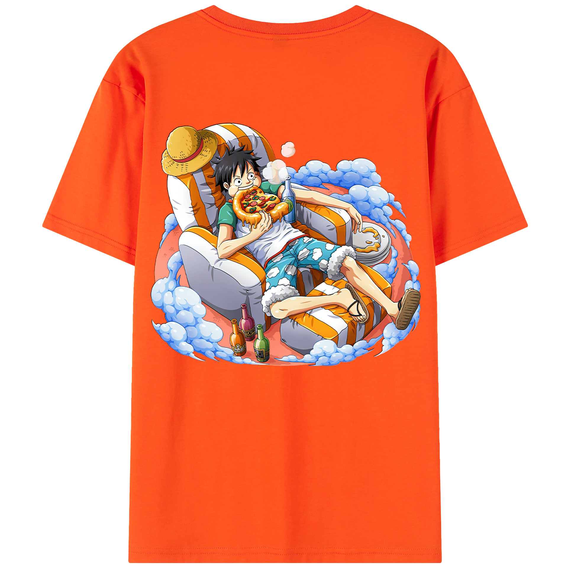 ワンピース モンキー・D・ルフィ ONE PIECE Monkey D. Luffy 綿100％半袖Tシャツ（背面プリント）