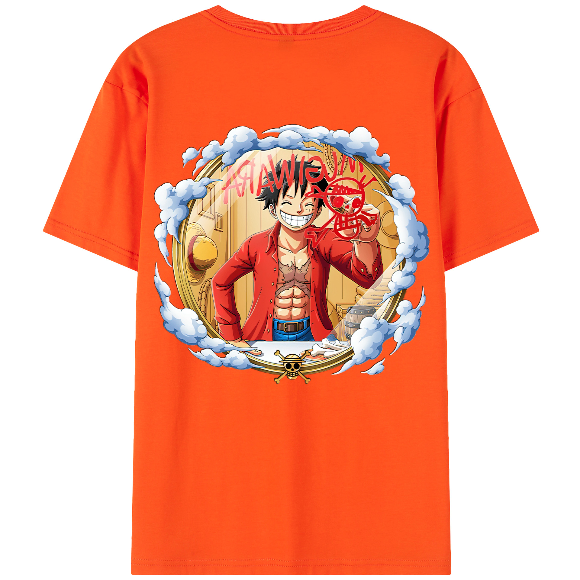 ワンピース モンキー・D・ルフィ ONE PIECE Monkey D. Luffy 綿100％半袖Tシャツ（背面プリント）