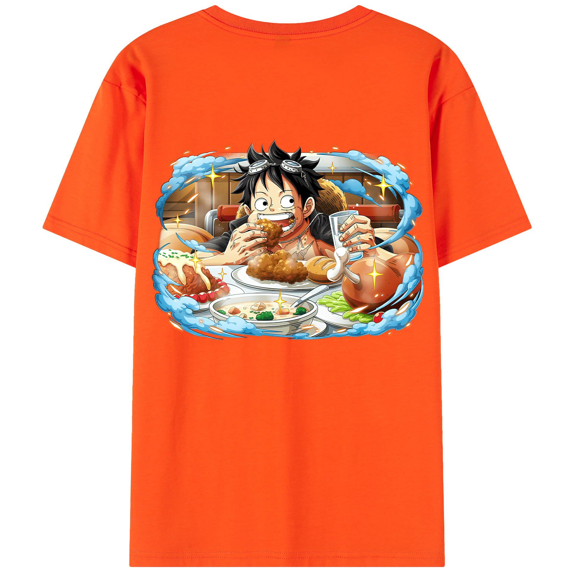 ワンピース モンキー・D・ルフィ ONE PIECE Monkey D. Luffy 綿100％半袖Tシャツ（背面プリント）