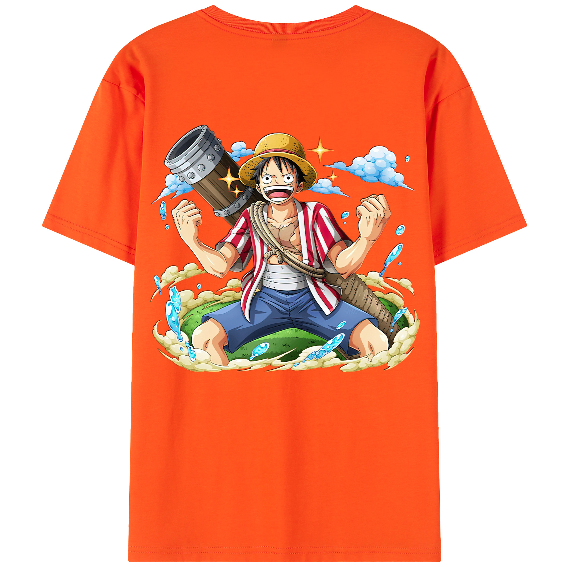 ワンピース モンキー・D・ルフィ ONE PIECE Monkey D. Luffy 綿100％半袖Tシャツ（背面プリント）