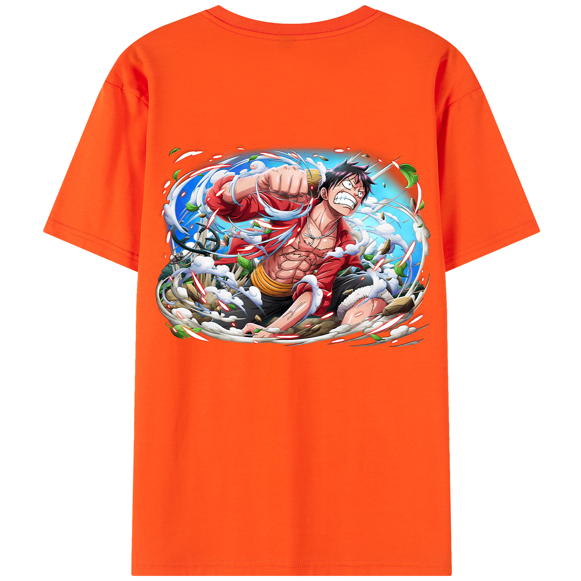 ワンピース モンキー・D・ルフィ ONE PIECE Monkey D. Luffy 綿100％半袖Tシャツ（背面プリント）