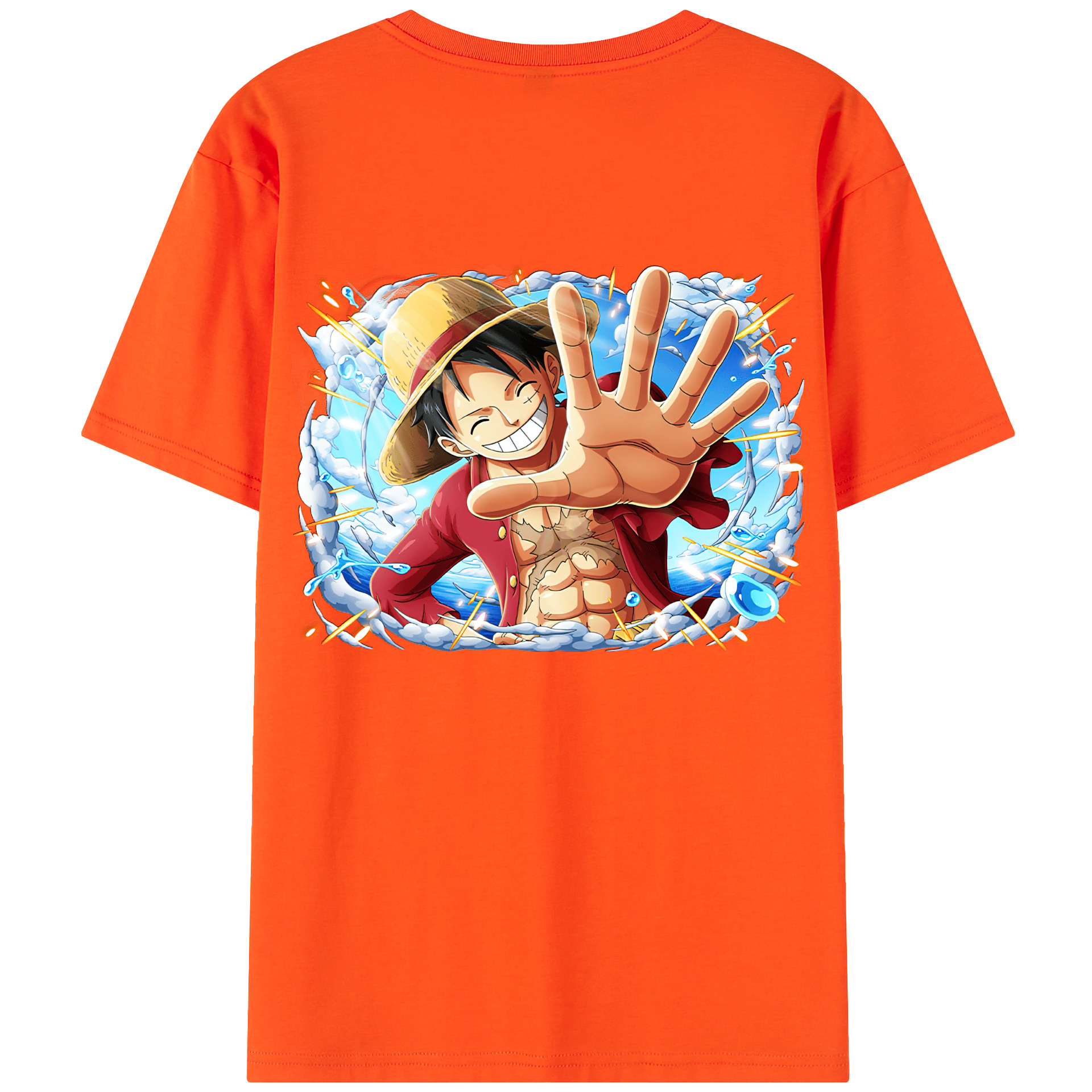 ワンピース モンキー・D・ルフィ ONE PIECE Monkey D. Luffy 綿100％半袖Tシャツ（背面プリント）