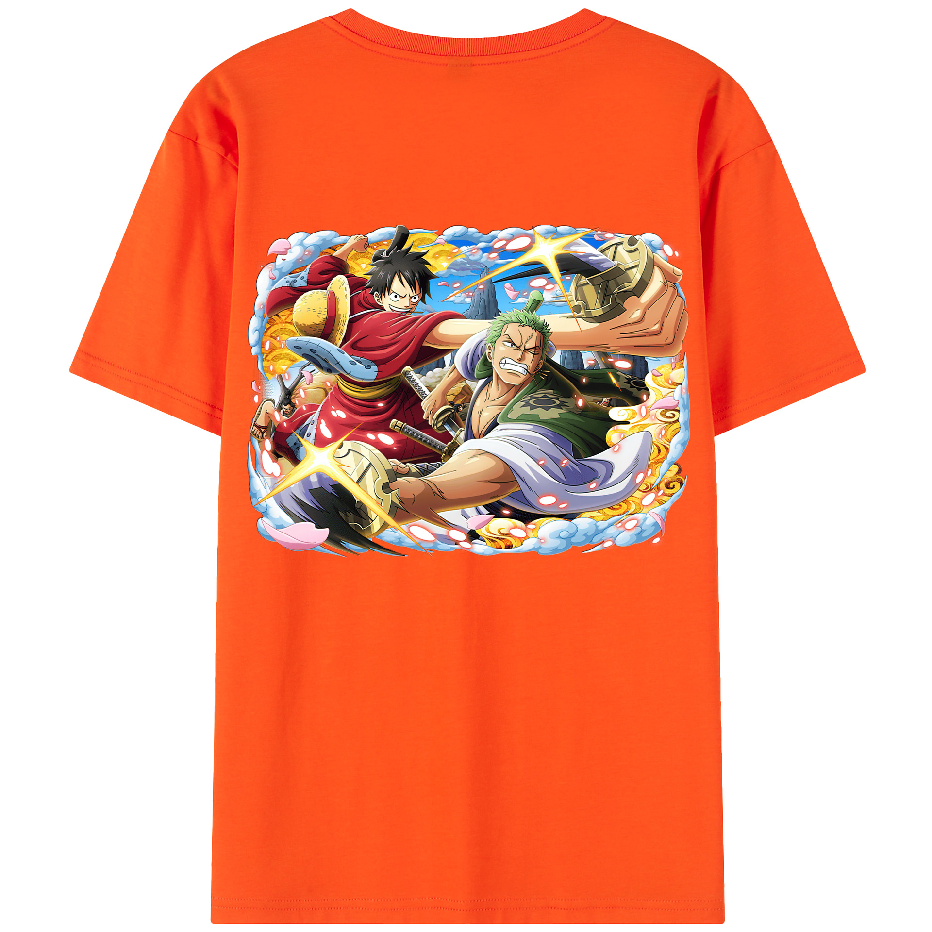 ワンピース モンキー・D・ルフィ ONE PIECE Monkey D. Luffy 綿100％半袖Tシャツ（背面プリント）