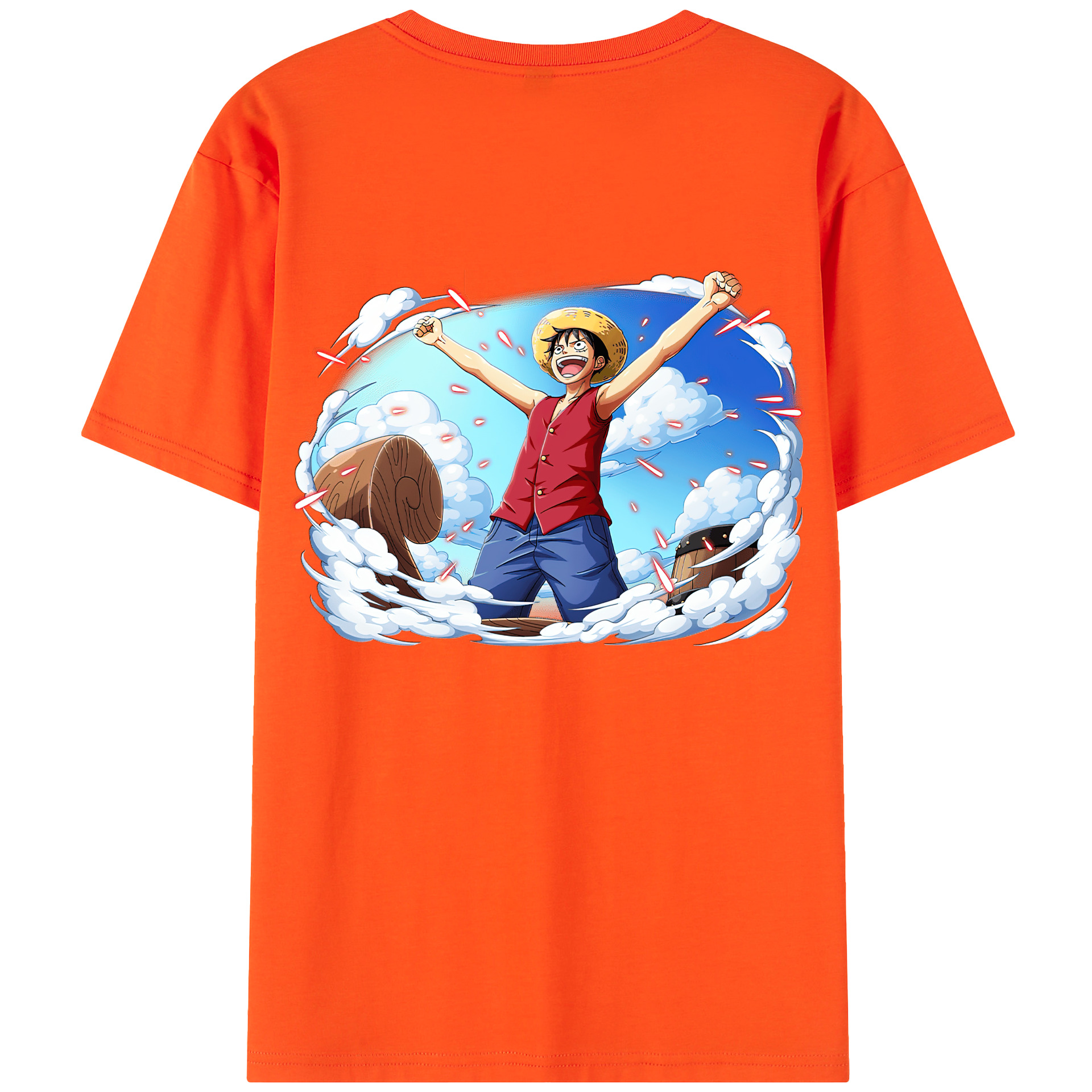 ワンピース モンキー・D・ルフィ ONE PIECE Monkey D. Luffy 綿100％半袖Tシャツ（背面プリント）
