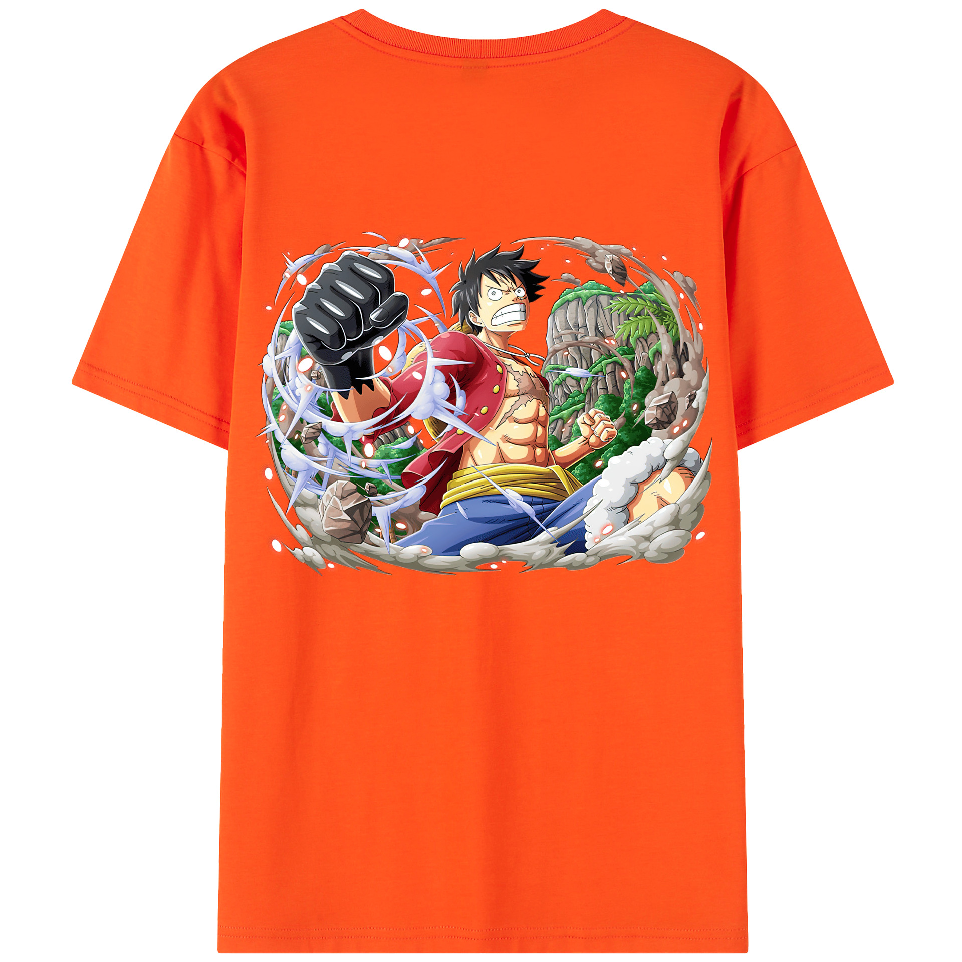 ワンピース モンキー・D・ルフィ ONE PIECE Monkey D. Luffy 綿100％半袖Tシャツ（背面プリント）