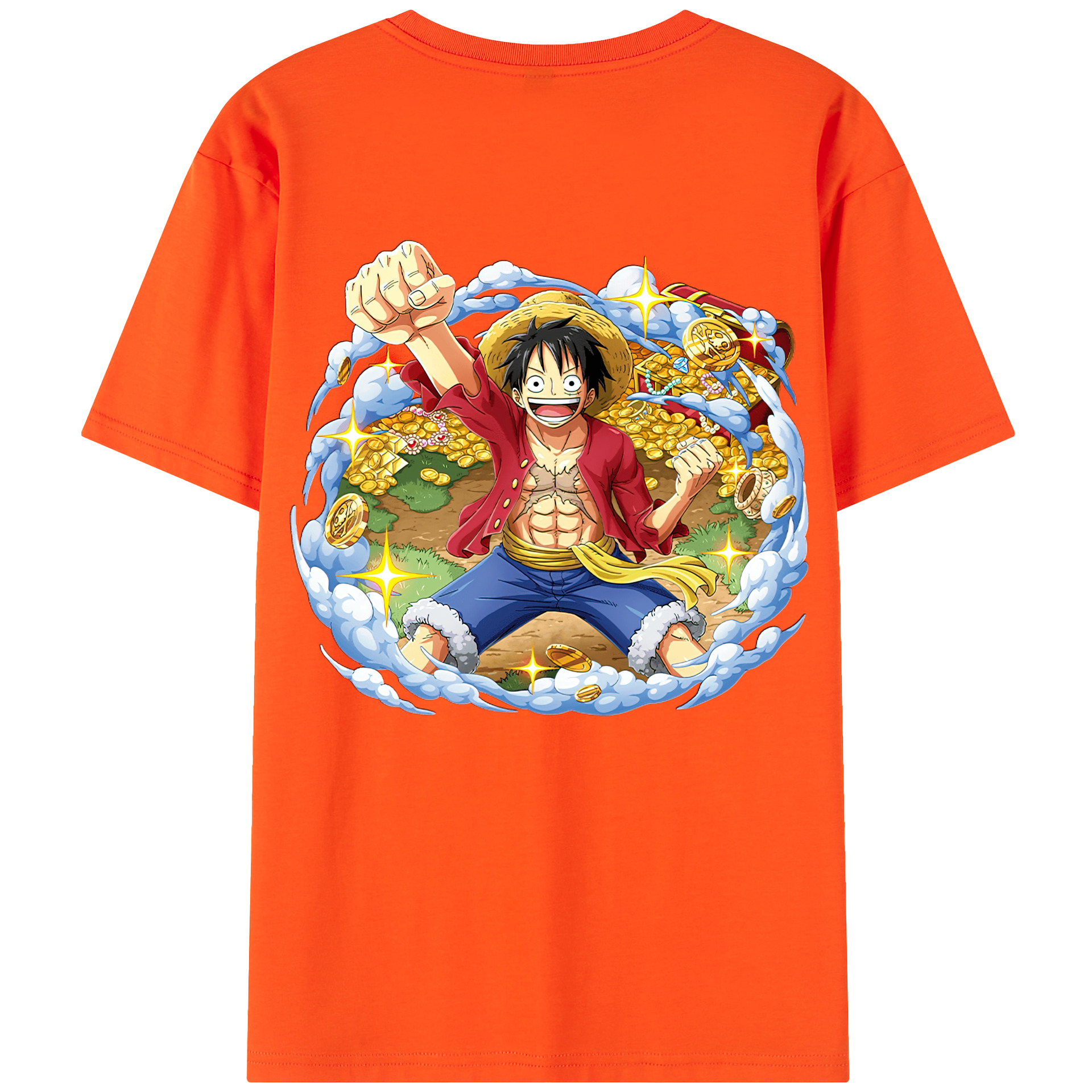 ワンピース モンキー・D・ルフィ ONE PIECE Monkey D. Luffy 綿100％半袖Tシャツ（背面プリント）