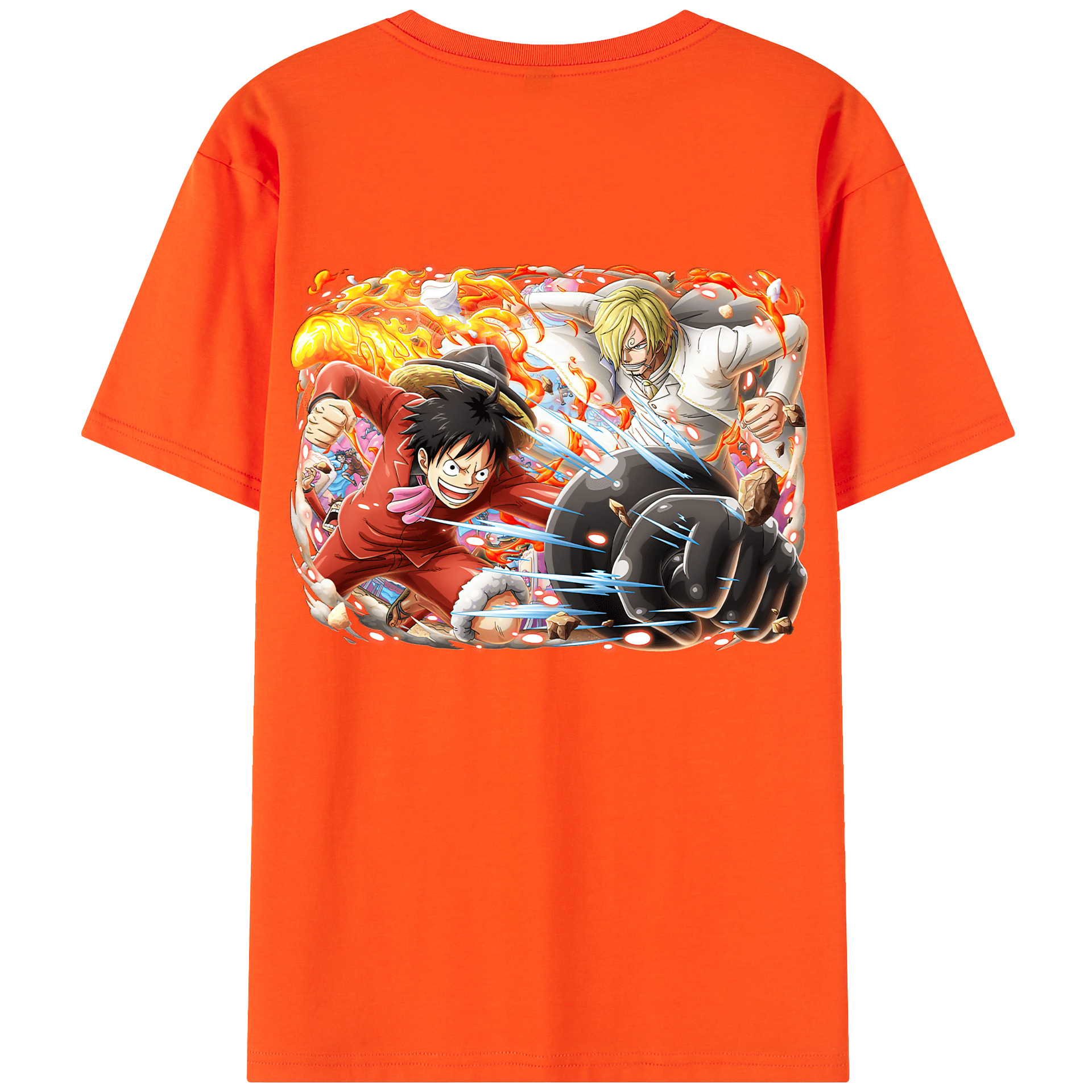 ワンピース モンキー・D・ルフィ ONE PIECE Monkey D. Luffy 綿100％半袖Tシャツ（背面プリント）