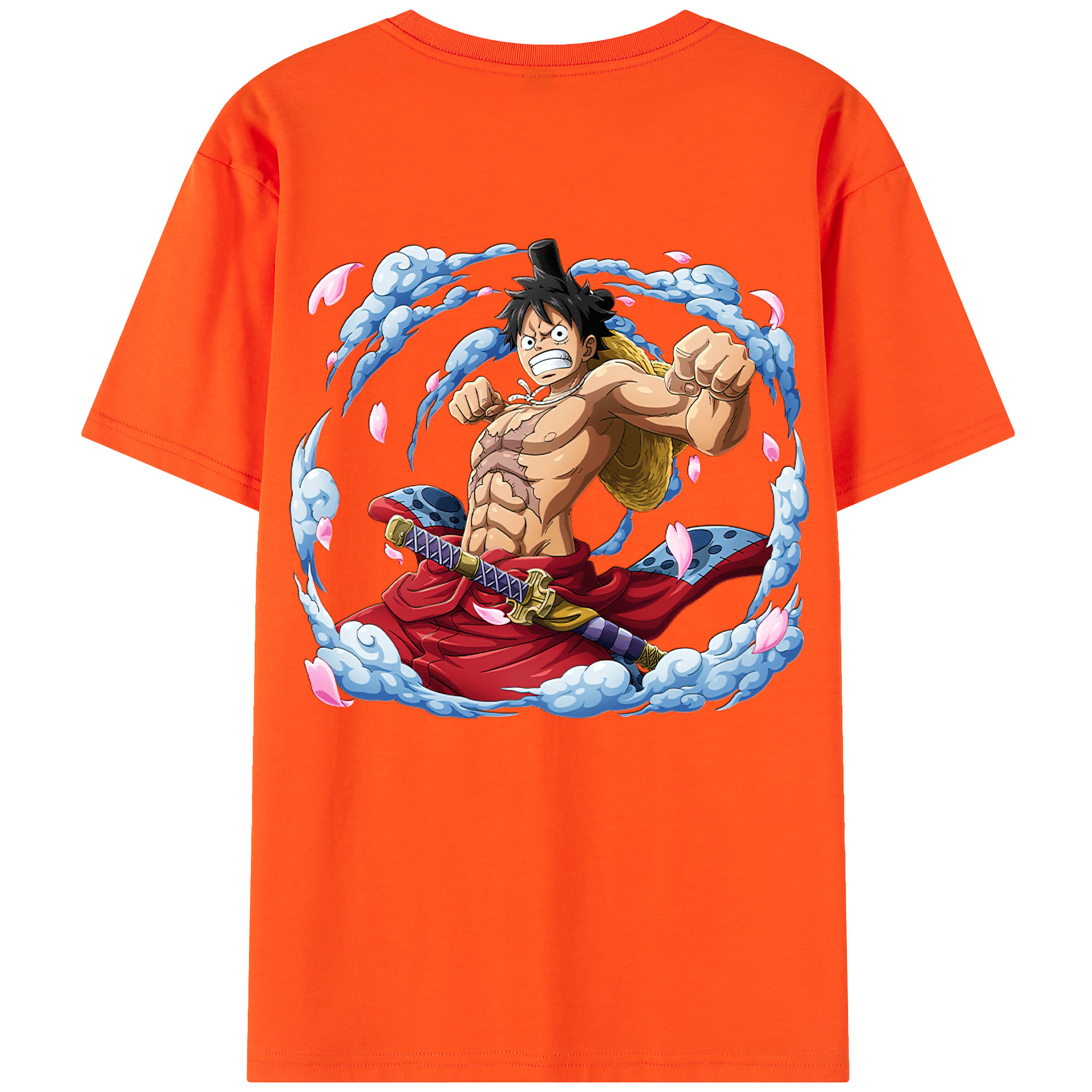 ワンピース モンキー・D・ルフィ ONE PIECE Monkey D. Luffy 綿100％半袖Tシャツ（背面プリント）