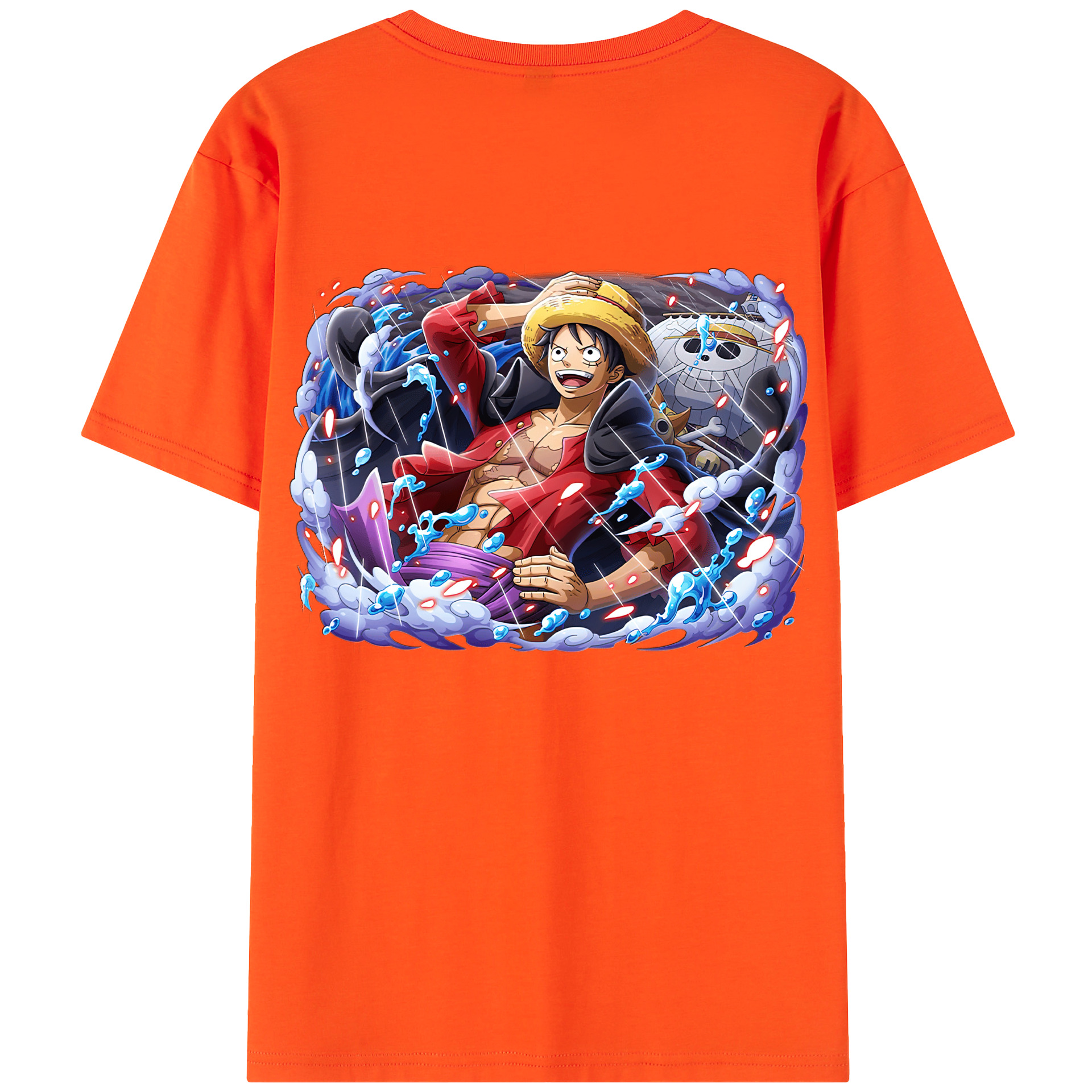ワンピース モンキー・D・ルフィ ONE PIECE Monkey D. Luffy 綿100％半袖Tシャツ（背面プリント）