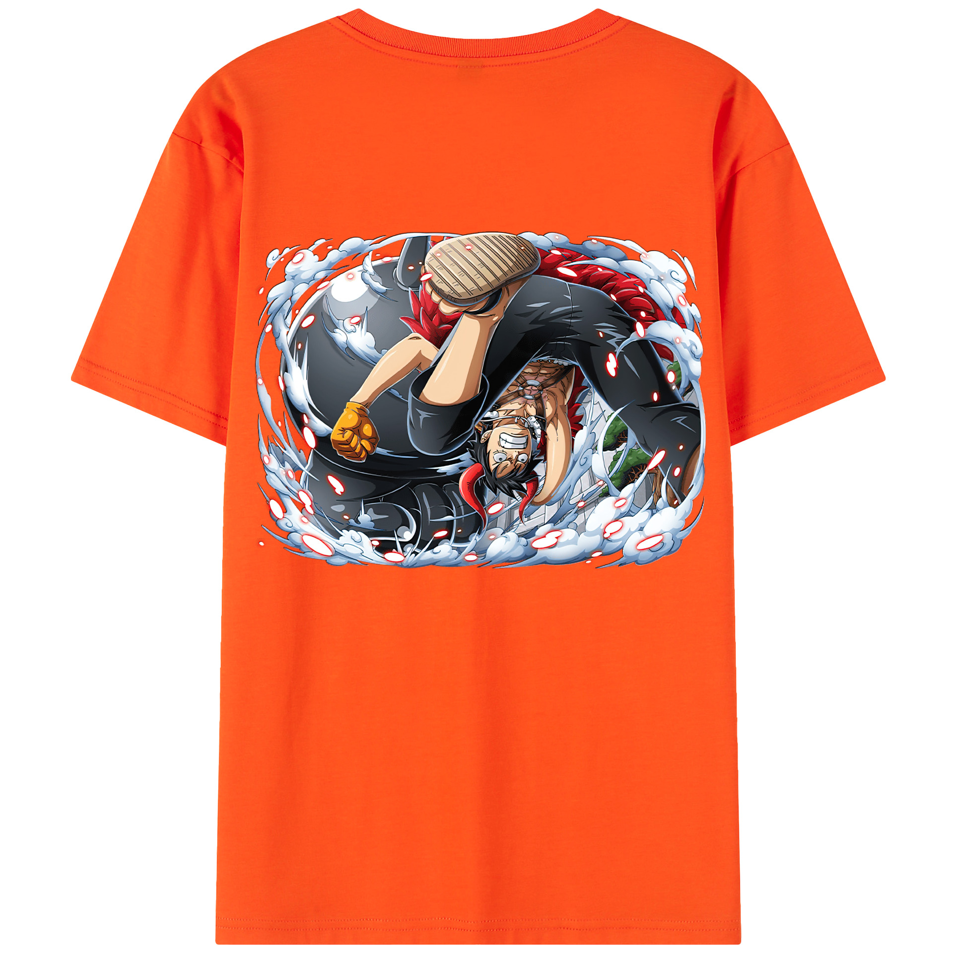 ワンピース モンキー・D・ルフィ ONE PIECE Monkey D. Luffy 綿100％半袖Tシャツ（背面プリント）