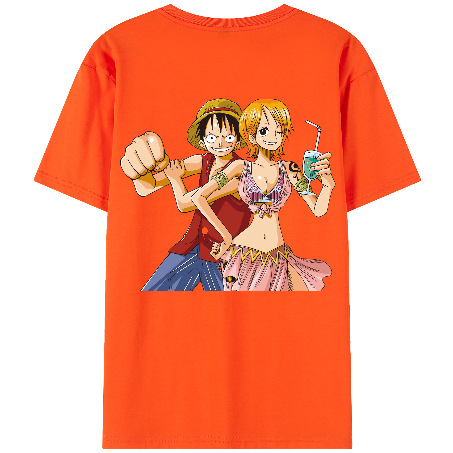 ワンピース モンキー・D・ルフィ ONE PIECE Monkey D. Luffy 綿100％半袖Tシャツ（背面プリント）