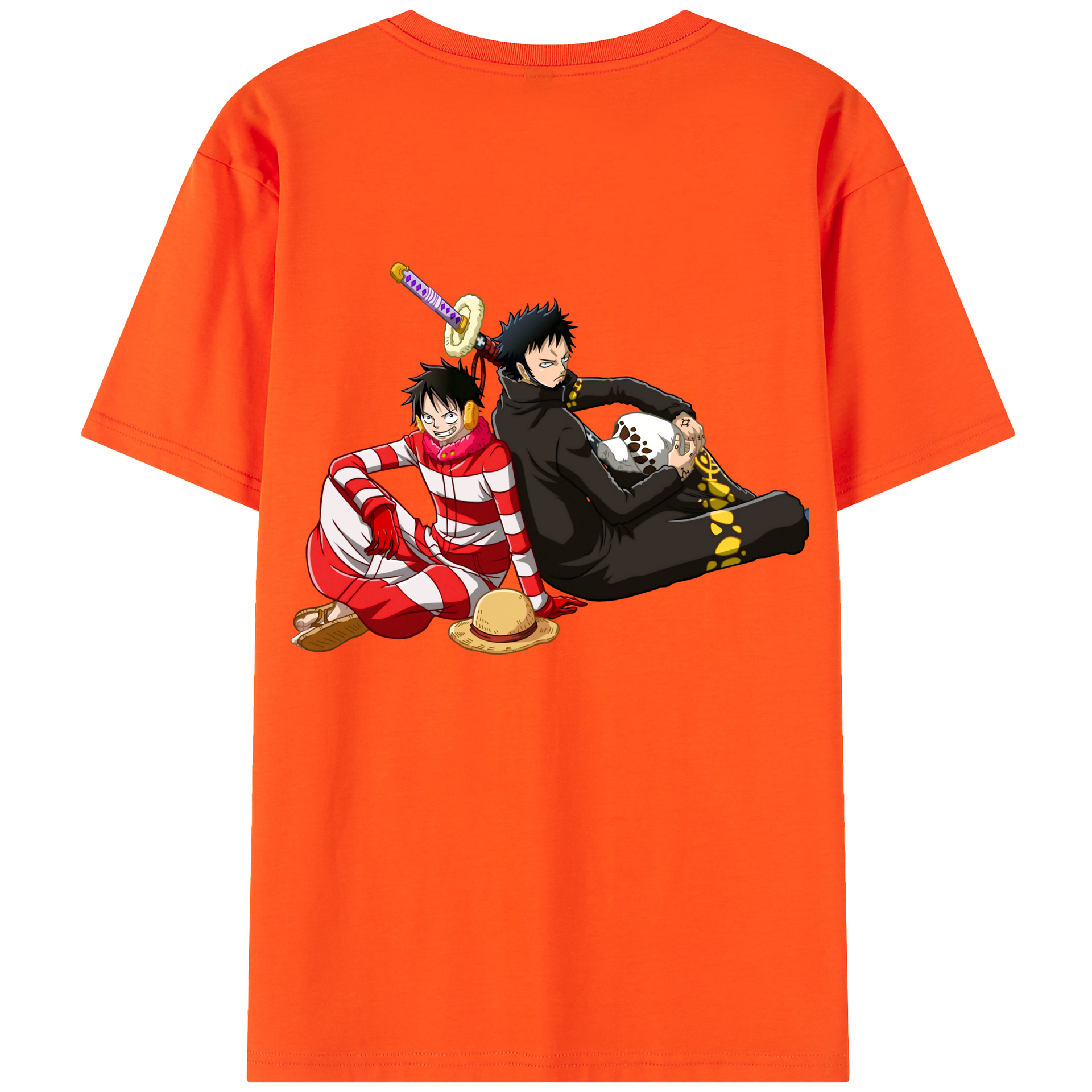 ワンピース モンキー・D・ルフィ ONE PIECE Monkey D. Luffy 綿100％半袖Tシャツ（背面プリント）