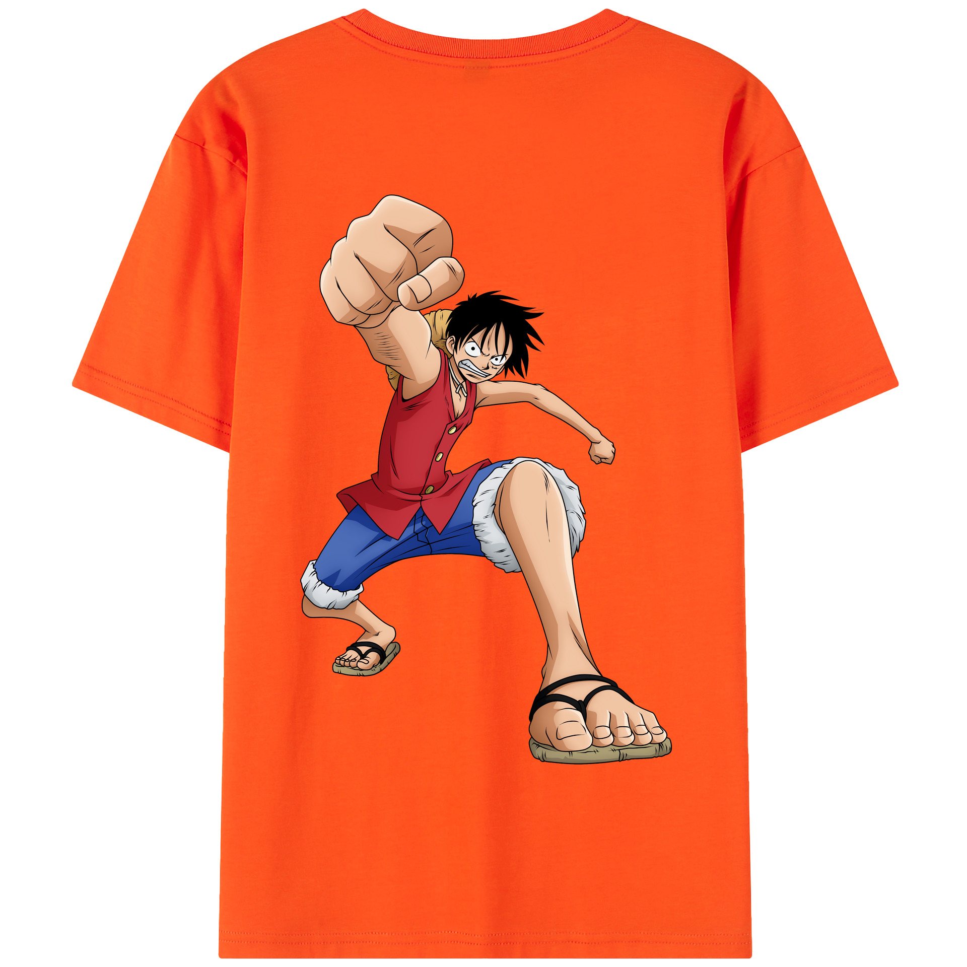 ワンピース モンキー・D・ルフィ ONE PIECE Monkey D. Luffy 綿100％半袖Tシャツ（背面プリント）