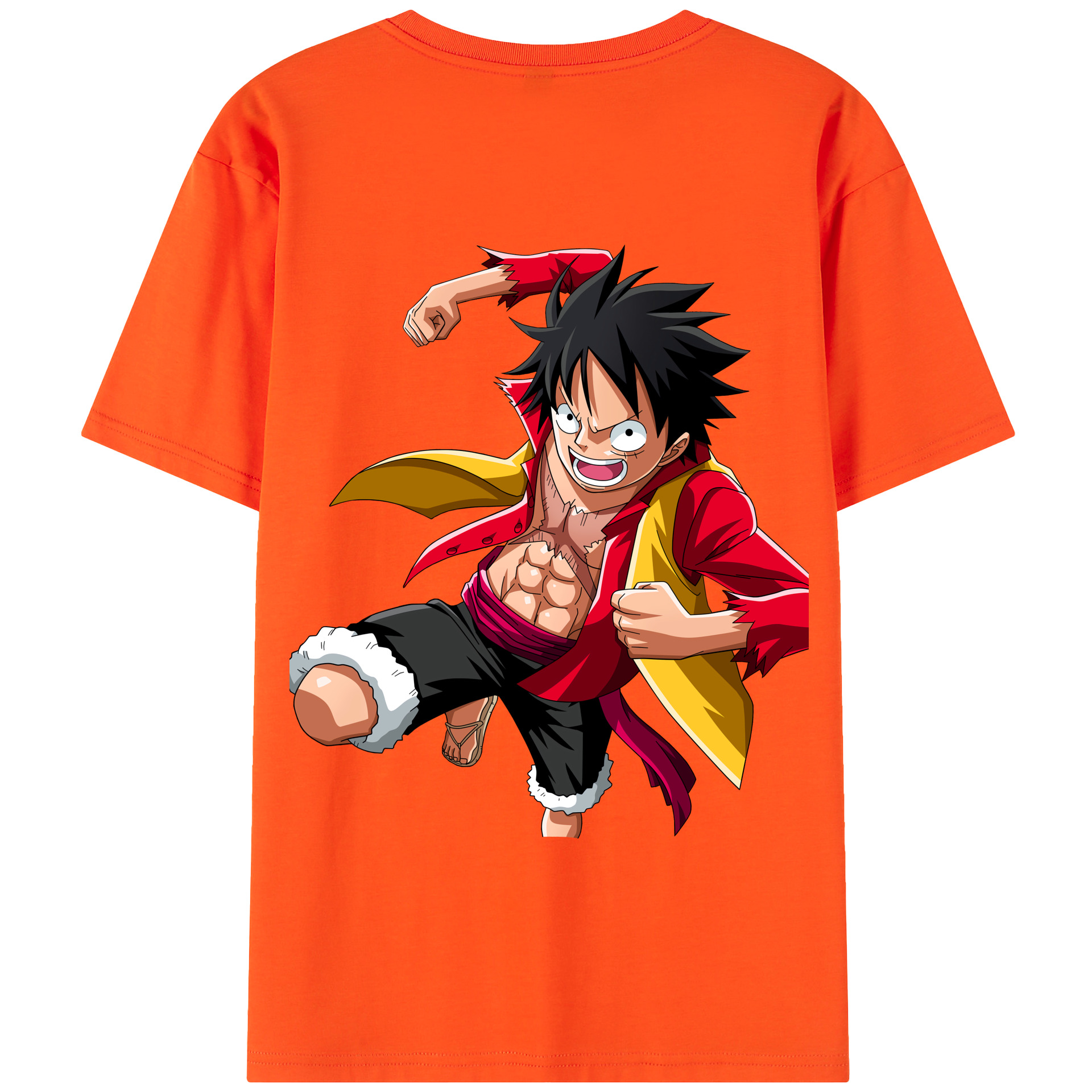 ワンピース モンキー・D・ルフィ ONE PIECE Monkey D. Luffy 綿100％半袖Tシャツ（背面プリント）