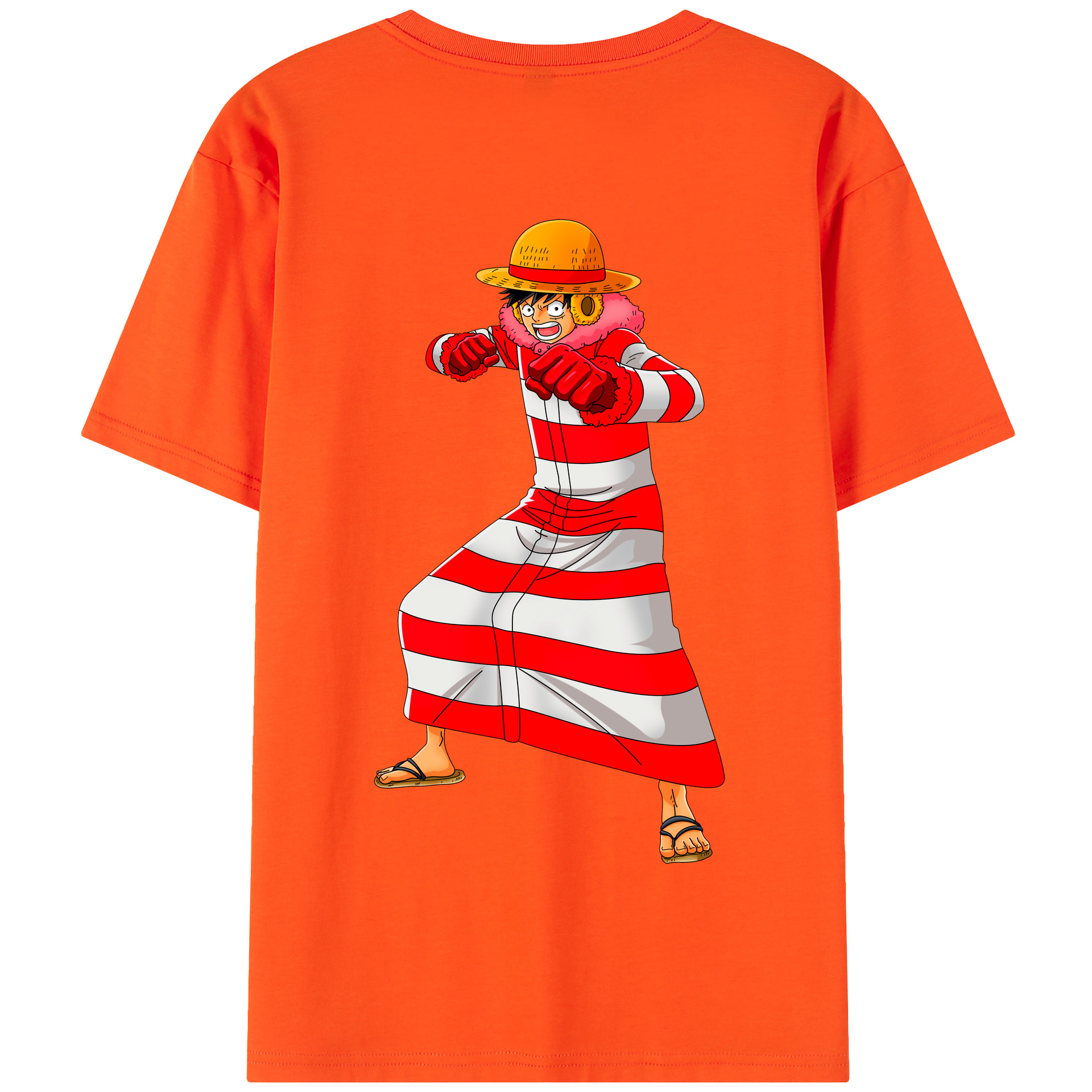 ワンピース モンキー・D・ルフィ ONE PIECE Monkey D. Luffy 綿100％半袖Tシャツ（背面プリント）