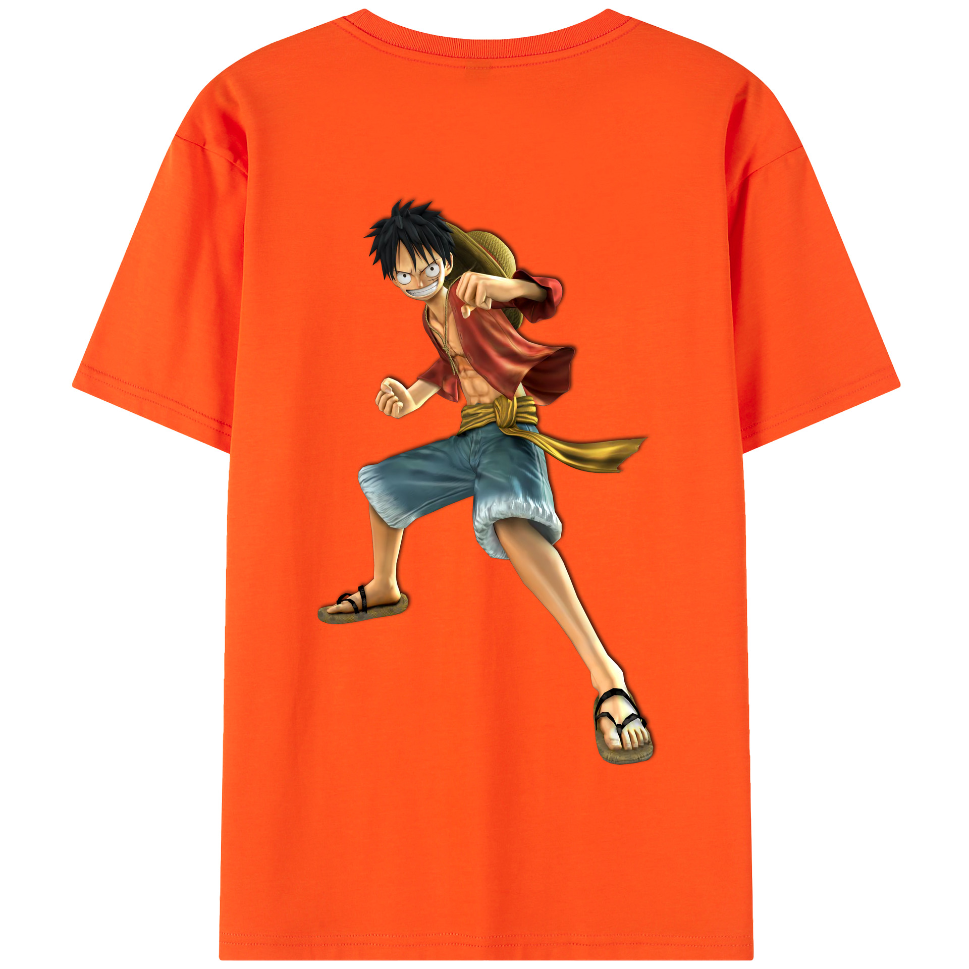 ワンピース モンキー・D・ルフィ ONE PIECE Monkey D. Luffy 綿100％半袖Tシャツ（背面プリント）
