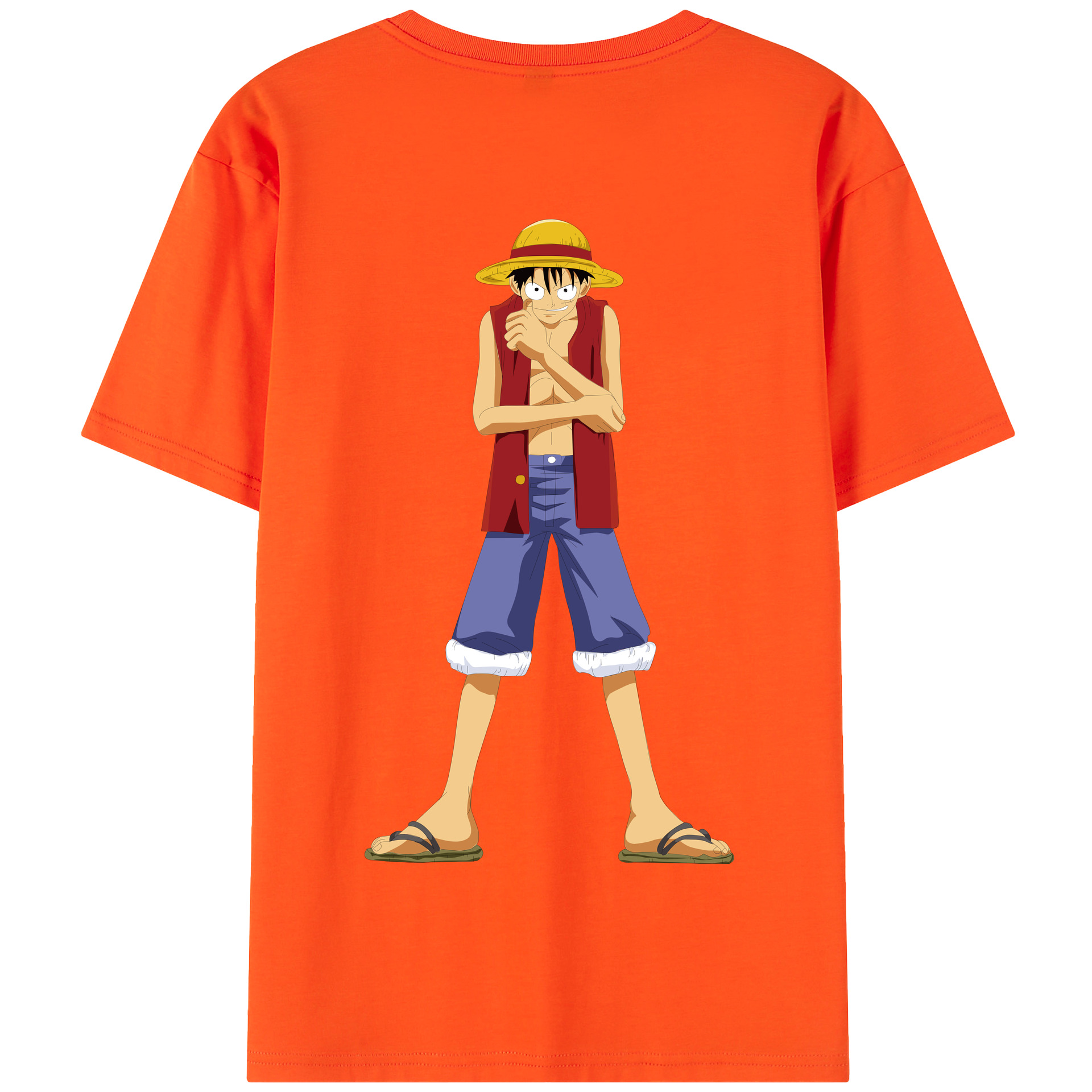 ワンピース モンキー・D・ルフィ ONE PIECE Monkey D. Luffy 綿100％半袖Tシャツ（背面プリント）