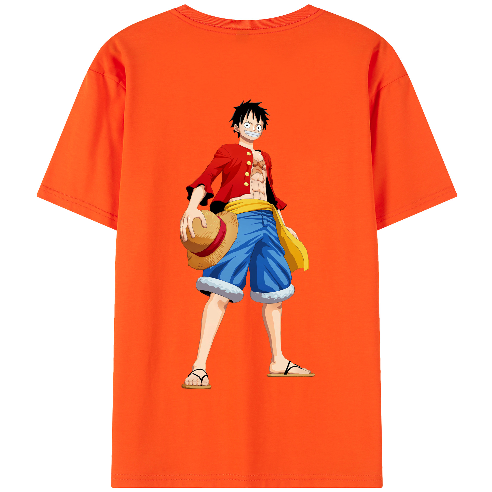 ワンピース モンキー・D・ルフィ ONE PIECE Monkey D. Luffy 綿100％半袖Tシャツ（背面プリント）