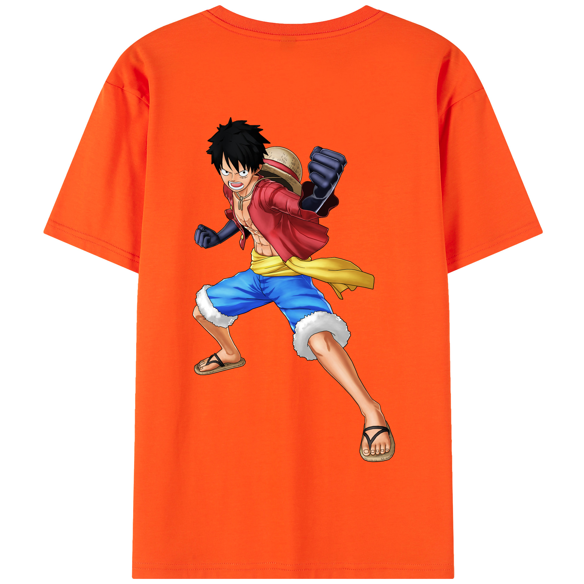 ワンピース モンキー・D・ルフィ ONE PIECE Monkey D. Luffy 綿100％半袖Tシャツ（背面プリント）