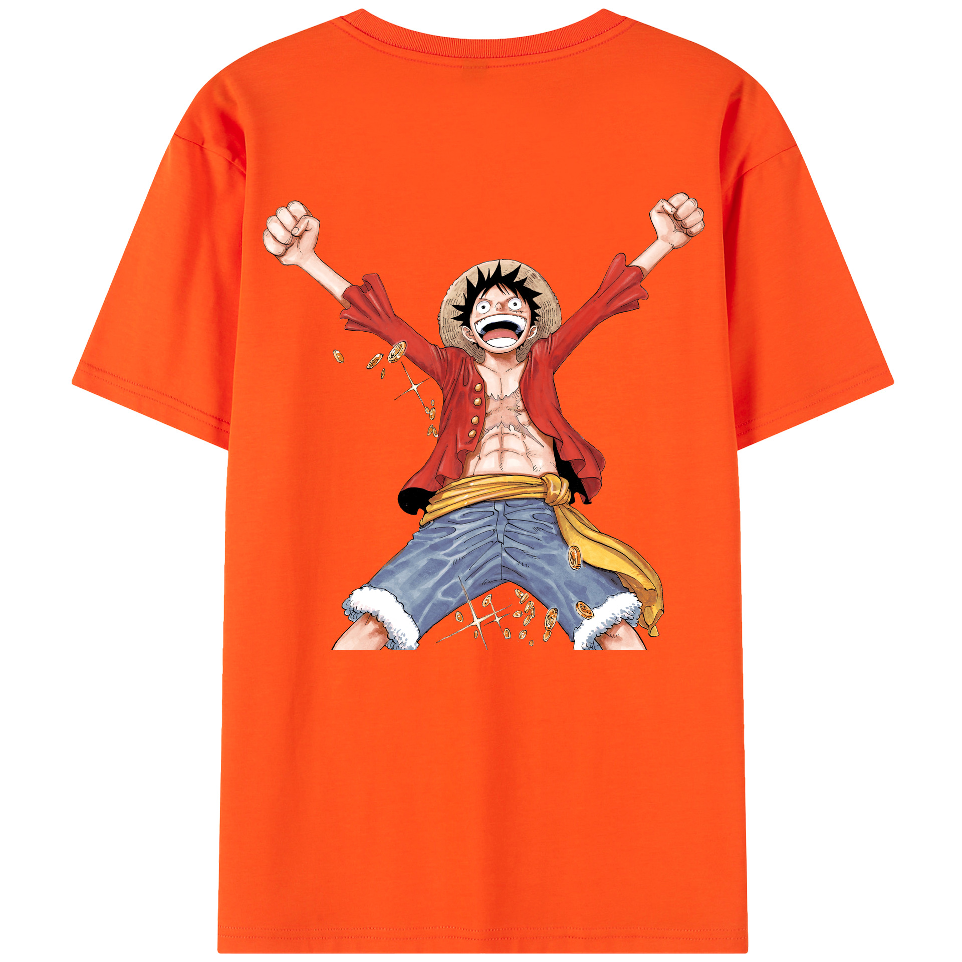 ワンピース モンキー・D・ルフィ ONE PIECE Monkey D. Luffy 綿100％半袖Tシャツ（背面プリント）