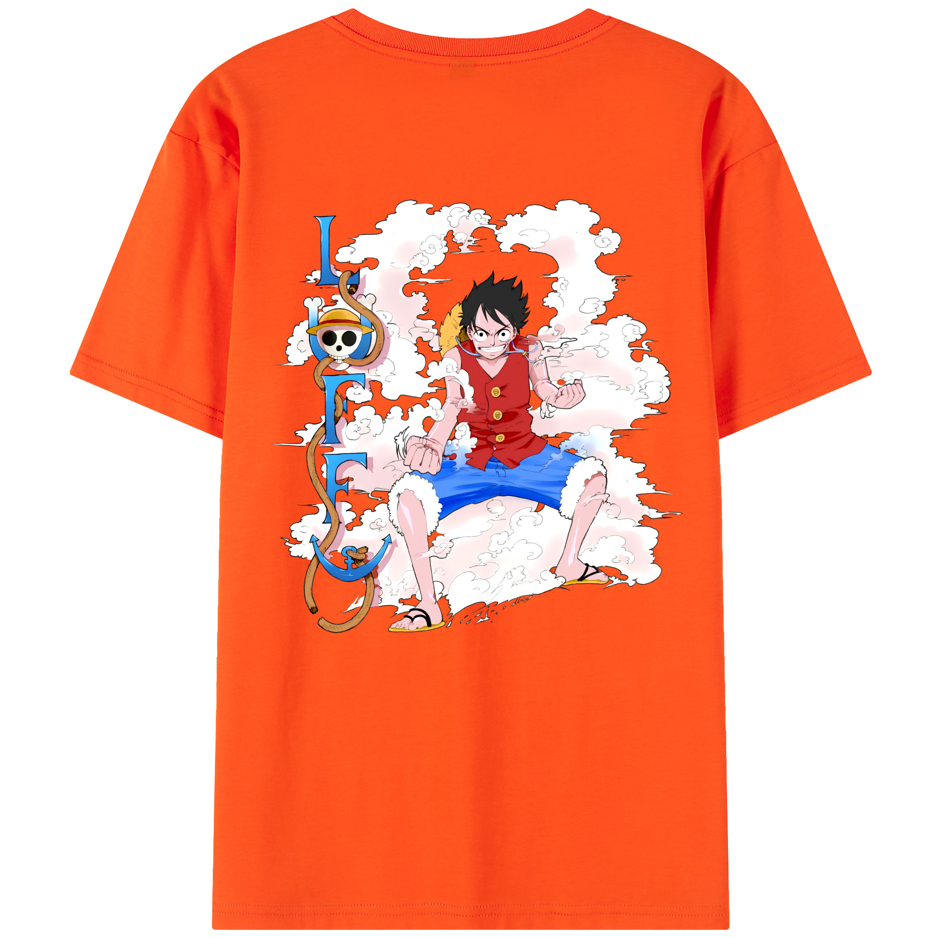 ワンピース モンキー・D・ルフィ ONE PIECE Monkey D. Luffy 綿100％半袖Tシャツ（背面プリント）