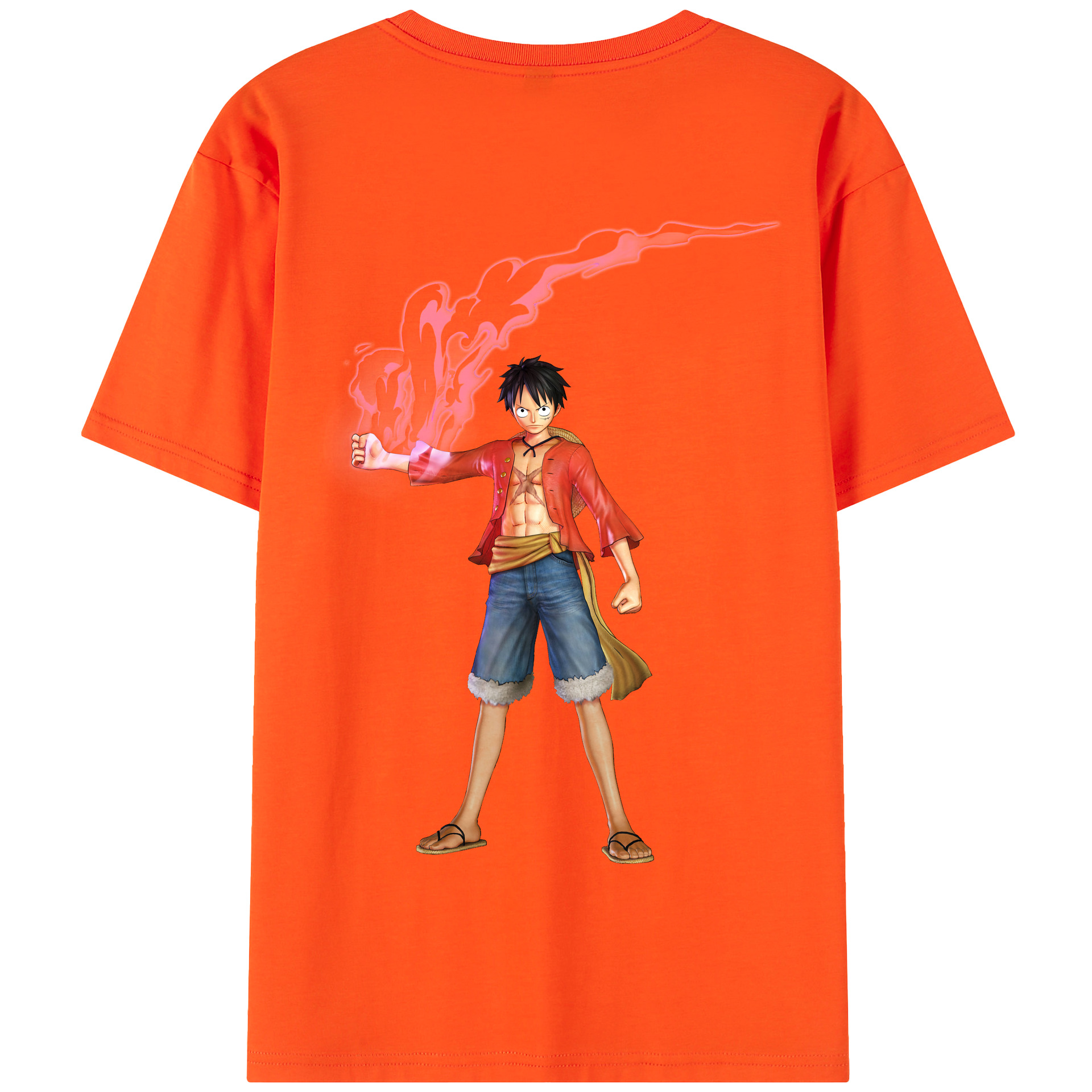 ワンピース モンキー・D・ルフィ ONE PIECE Monkey D. Luffy 綿100％半袖Tシャツ（背面プリント）